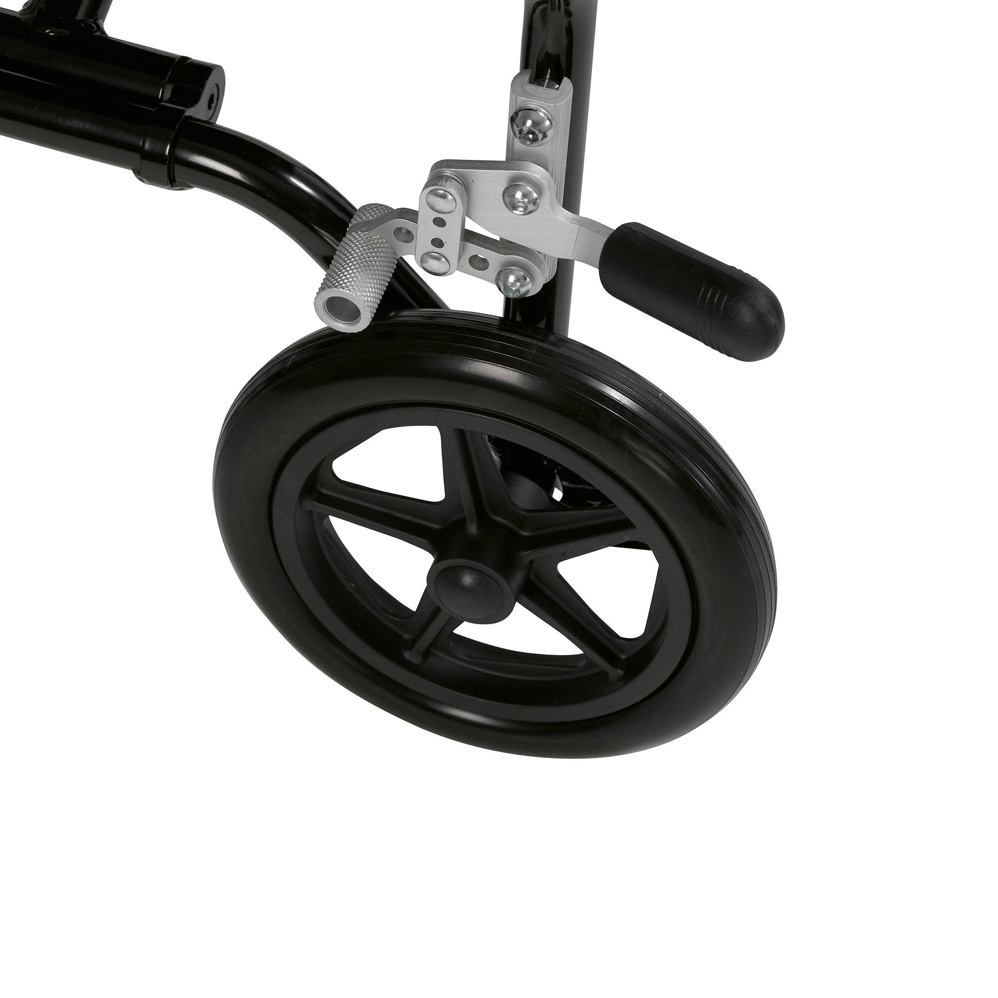 drive™ Fly-Lite Ultra Transport Wheelchair, Blue Frame w/ Plaid Upholstery - Image 6