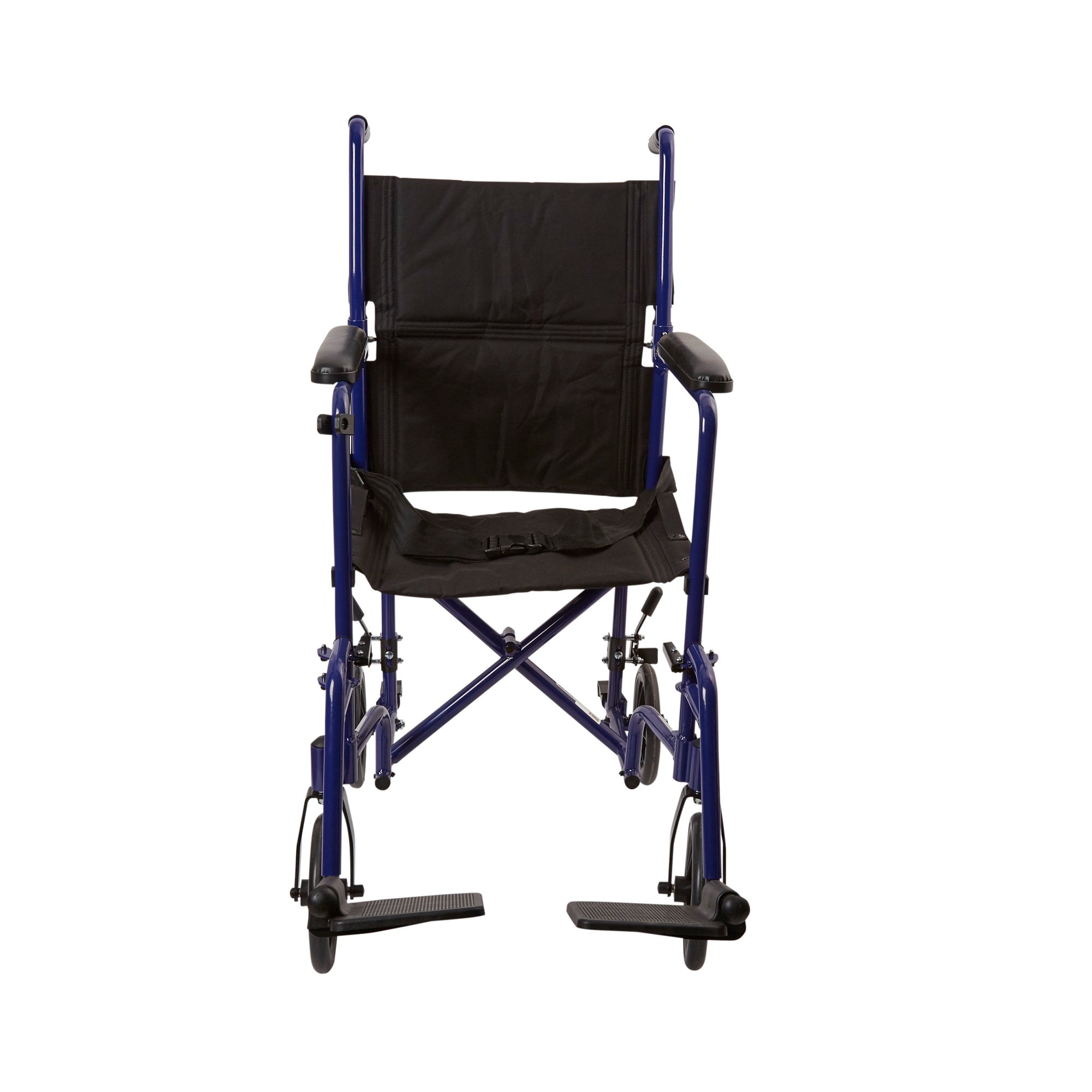 McKesson Lightweight Transport Chair, Black with Blue Finish - Image 2