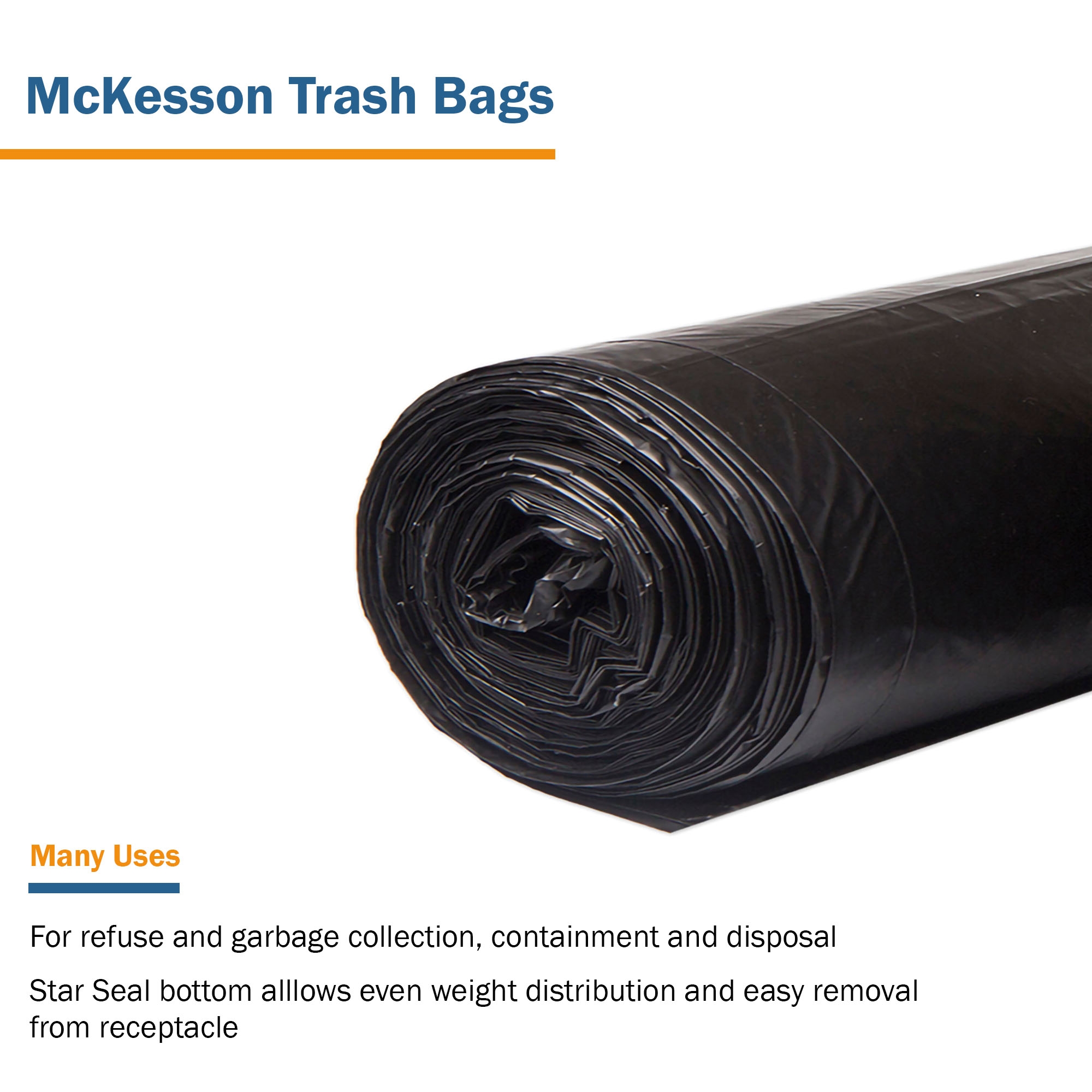 McKesson Super Heavy Duty Trash Bag, Black, 56 gal. - Image 4