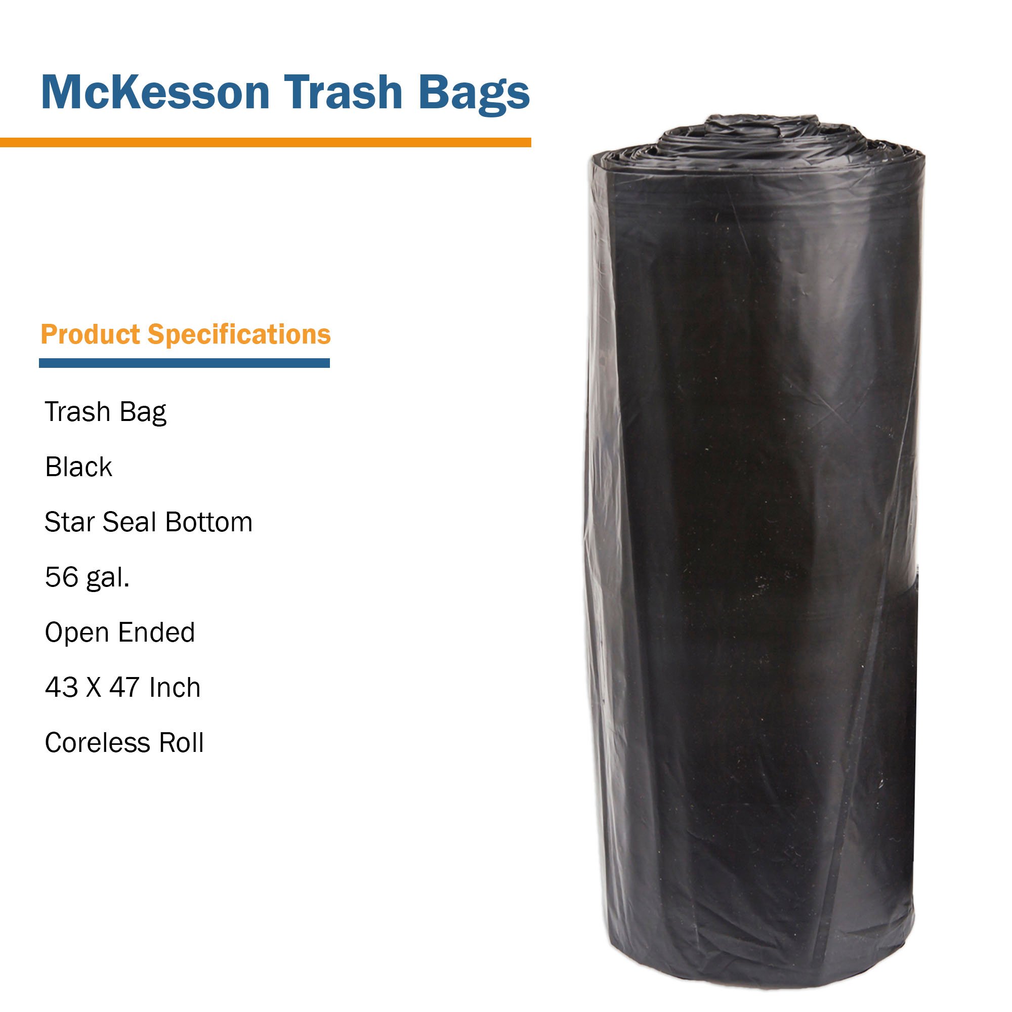 McKesson Super Heavy Duty Trash Bag, Black, 56 gal. - Image 5