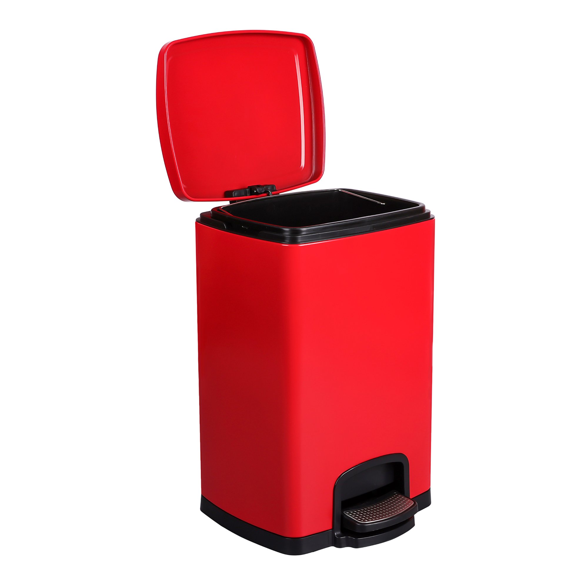 McKesson Trash Can with Plastic Liner, Square, Steel, Red, 5 Gallon - Image 2