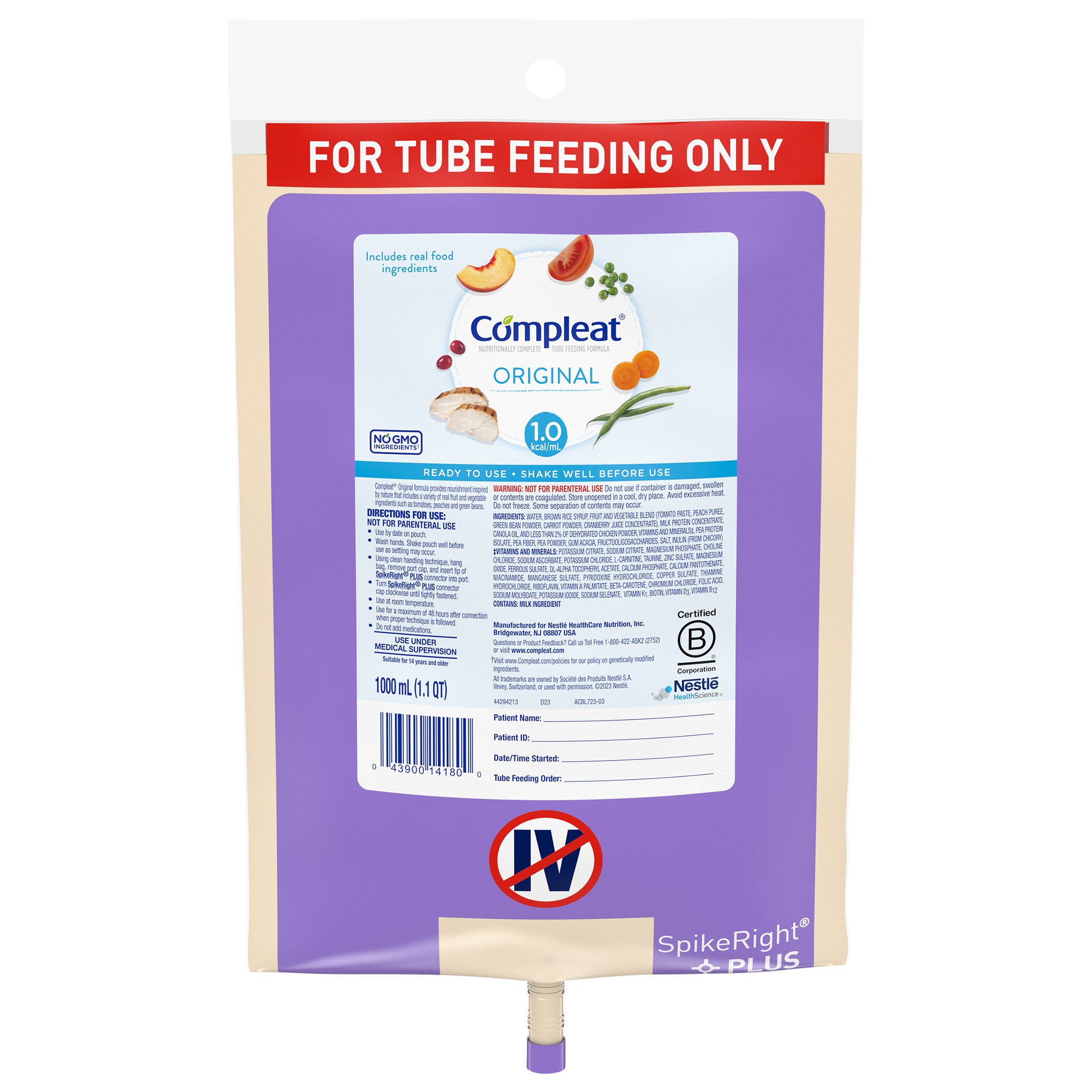 Compleat® Original Nutritionally Complete Tube Feeding, 1000 mL Bag - Image 2