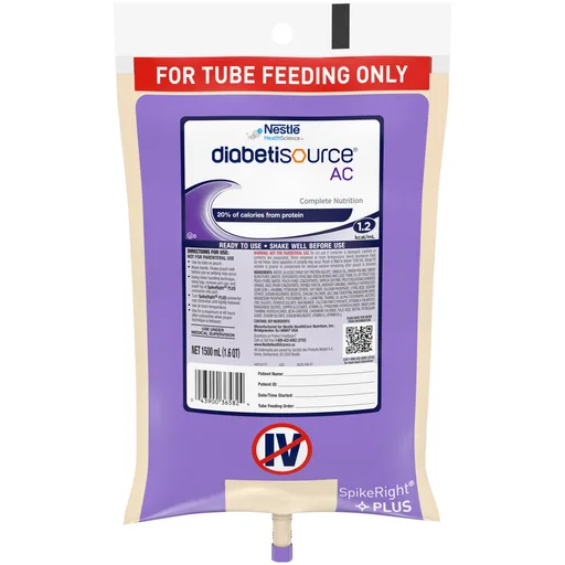 Diabetisource® AC Tube Feeding Formula, 1.5 L Ready to Hang Prefilled Container