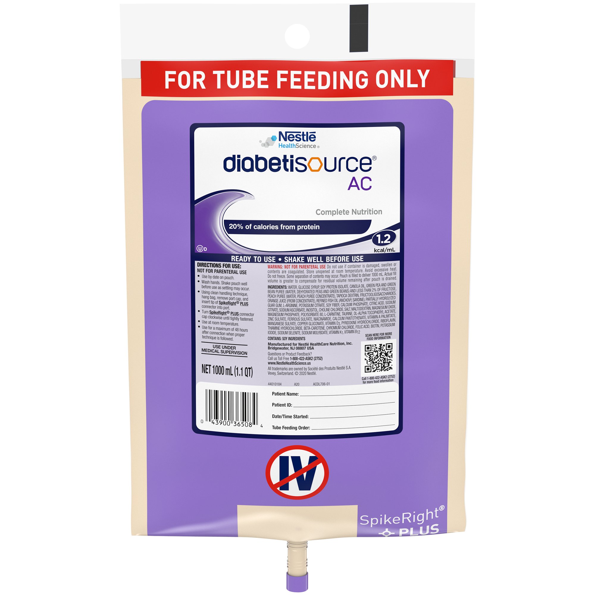 Diabetisource® AC Tube Feeding Formula, 33.8 oz. Bag - Image 2