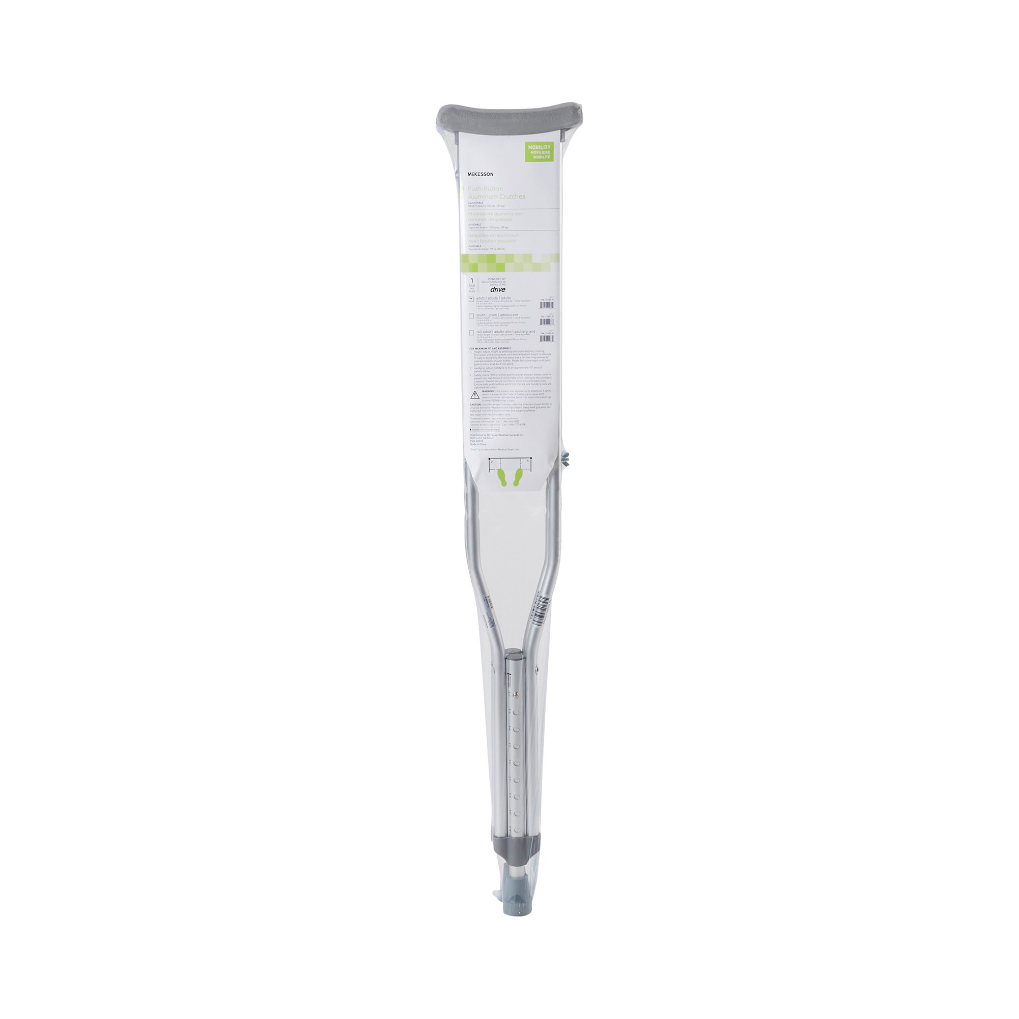 McKesson Adult Underarm Crutches, 5'2" - 5'10" - Image 2