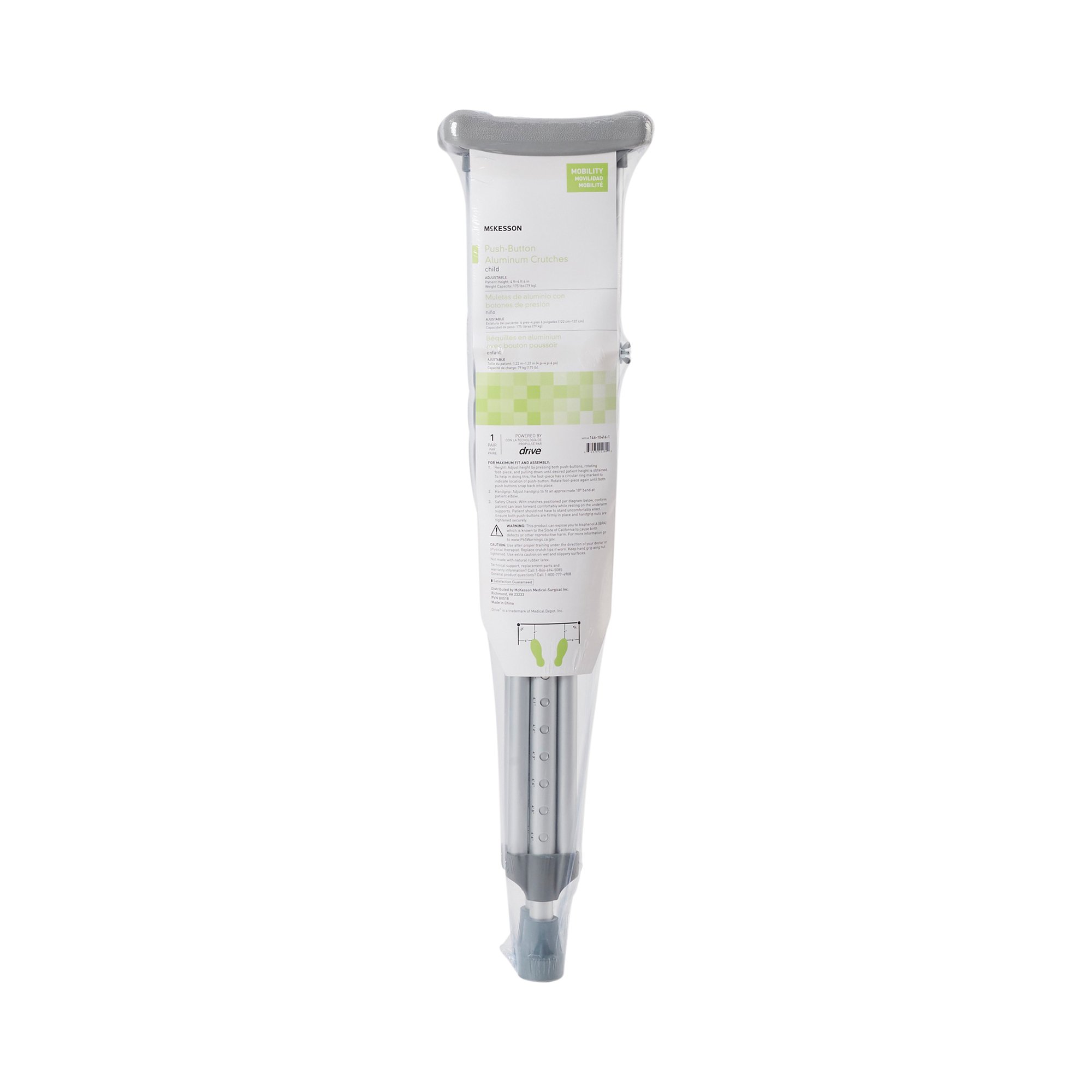 McKesson Underarm Crutches for Children 4' - 4'6" - Image 2