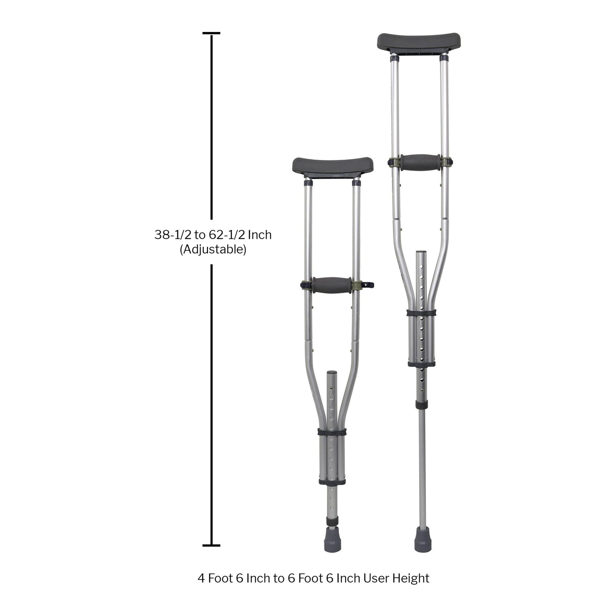 McKesson Underarm Crutches, 4'6" - 6'6" - Image 3