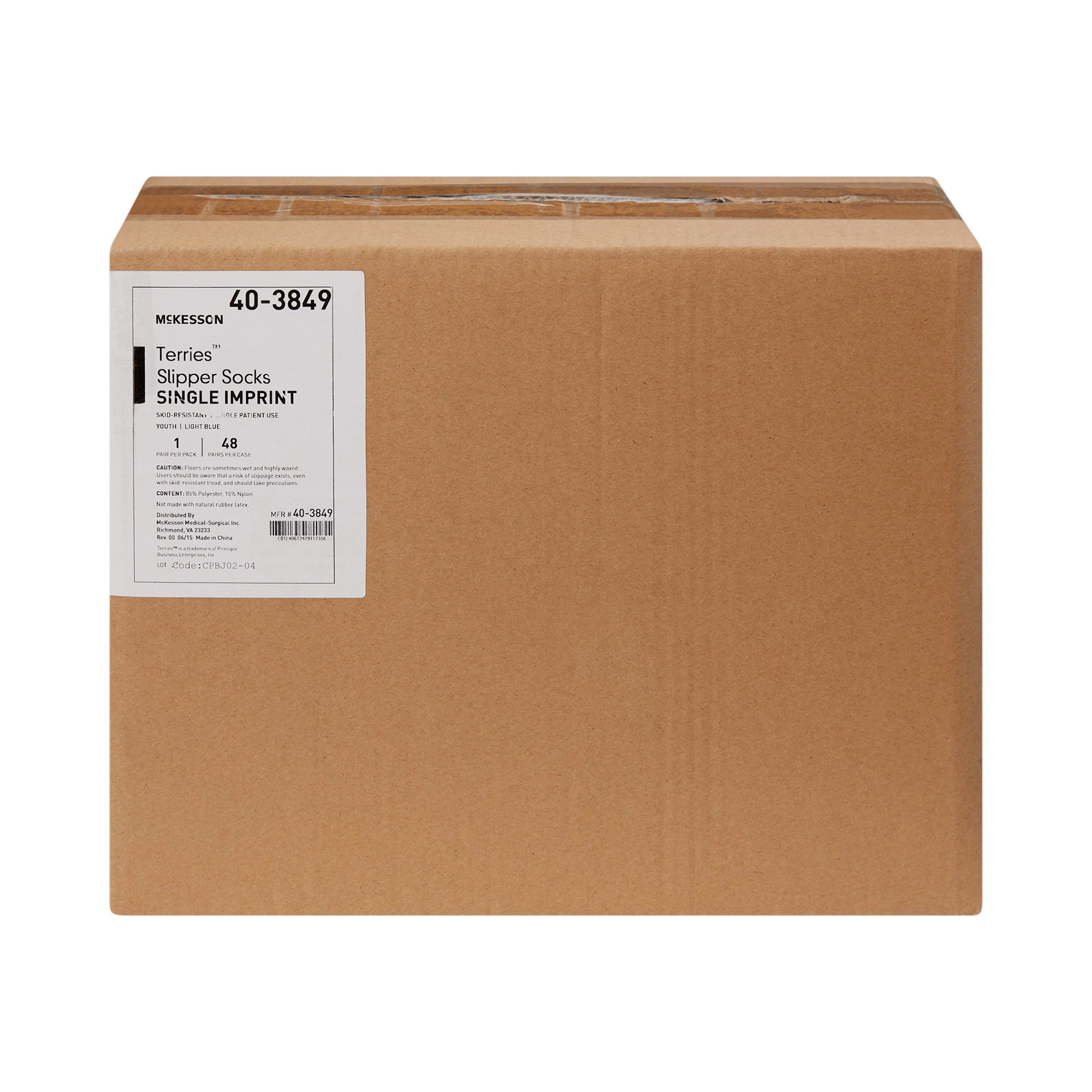 McKesson Terries Slipper Socks, Nonslip Grip Socks, Light Blue, Youth Shoe 5 - 7 - Image 4