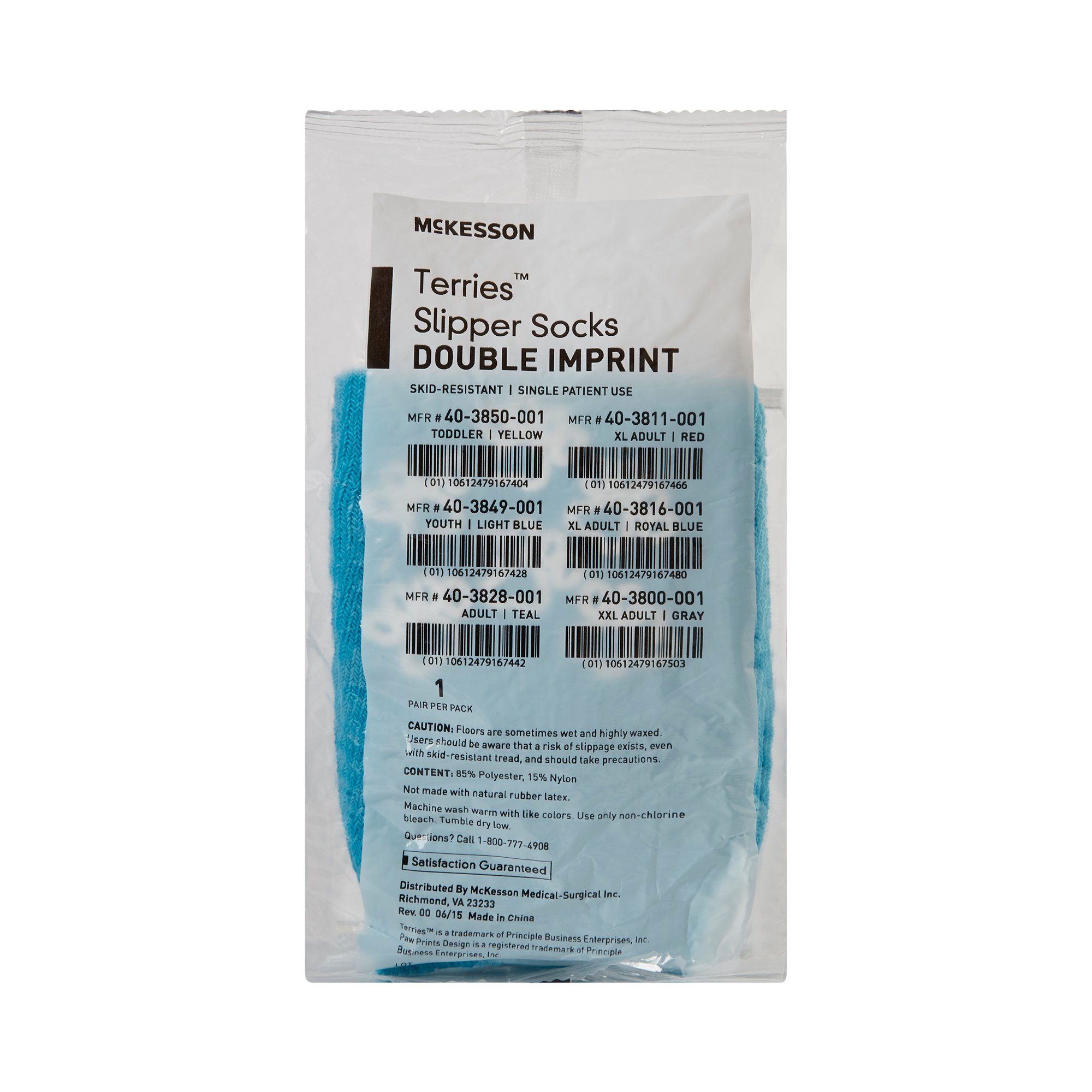 McKesson Terries™ Adult Slipper Socks, Teal - Image 2