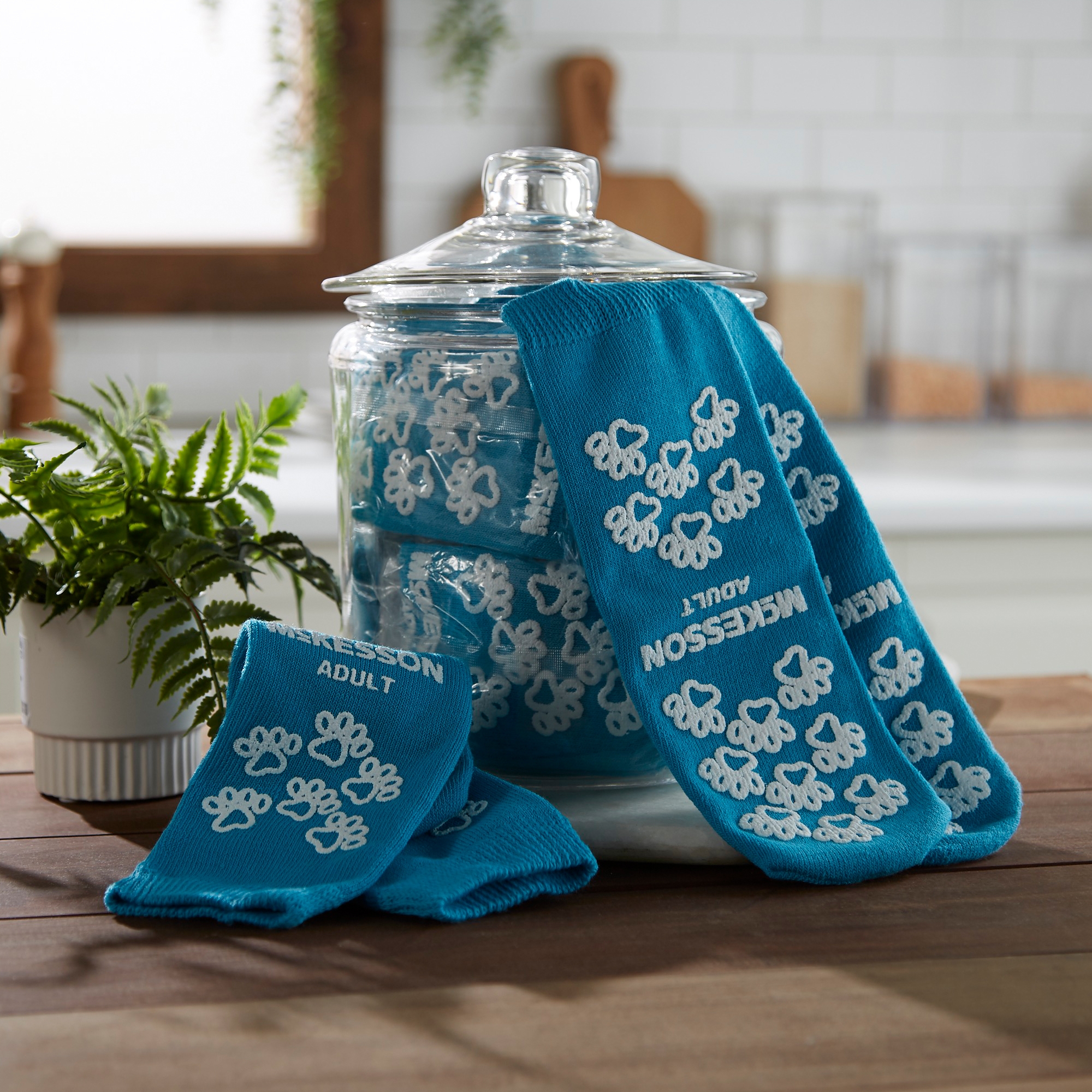 McKesson Terries™ Adult Slipper Socks, Teal - Image 5