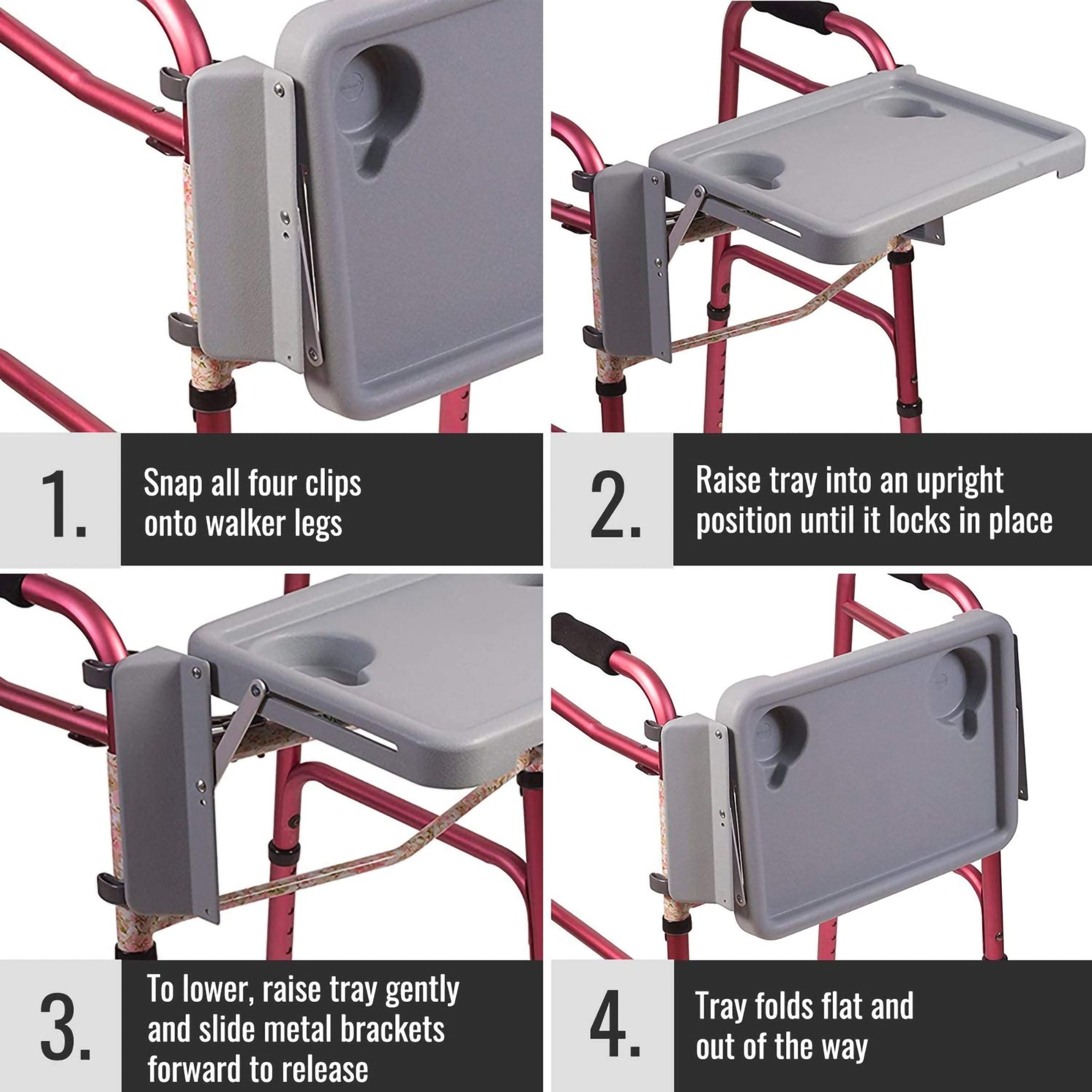 DMI® Folding Walker Tray with Cup Holders - Image 7