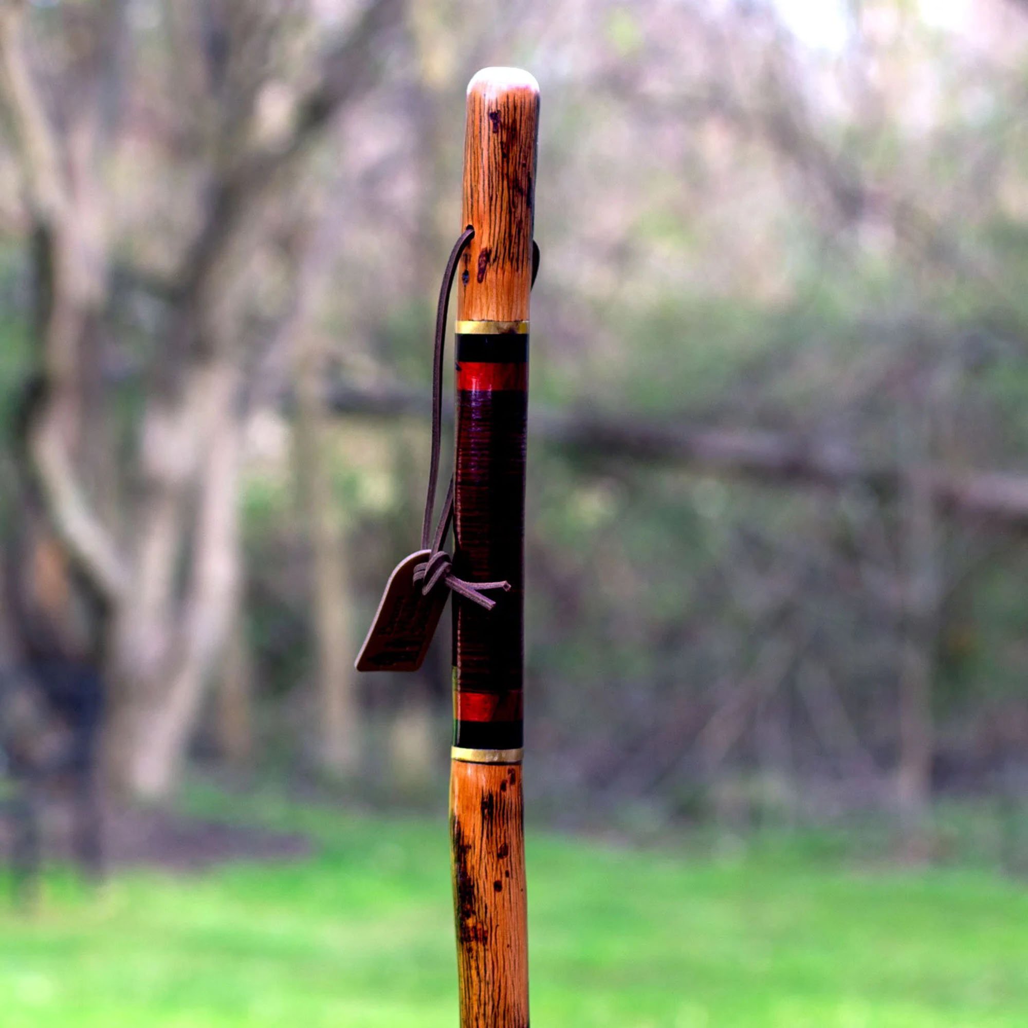 Brazos™ Exotic Leather Safari Hickory Rustic Walking Stick, 55-Inch - Image 6