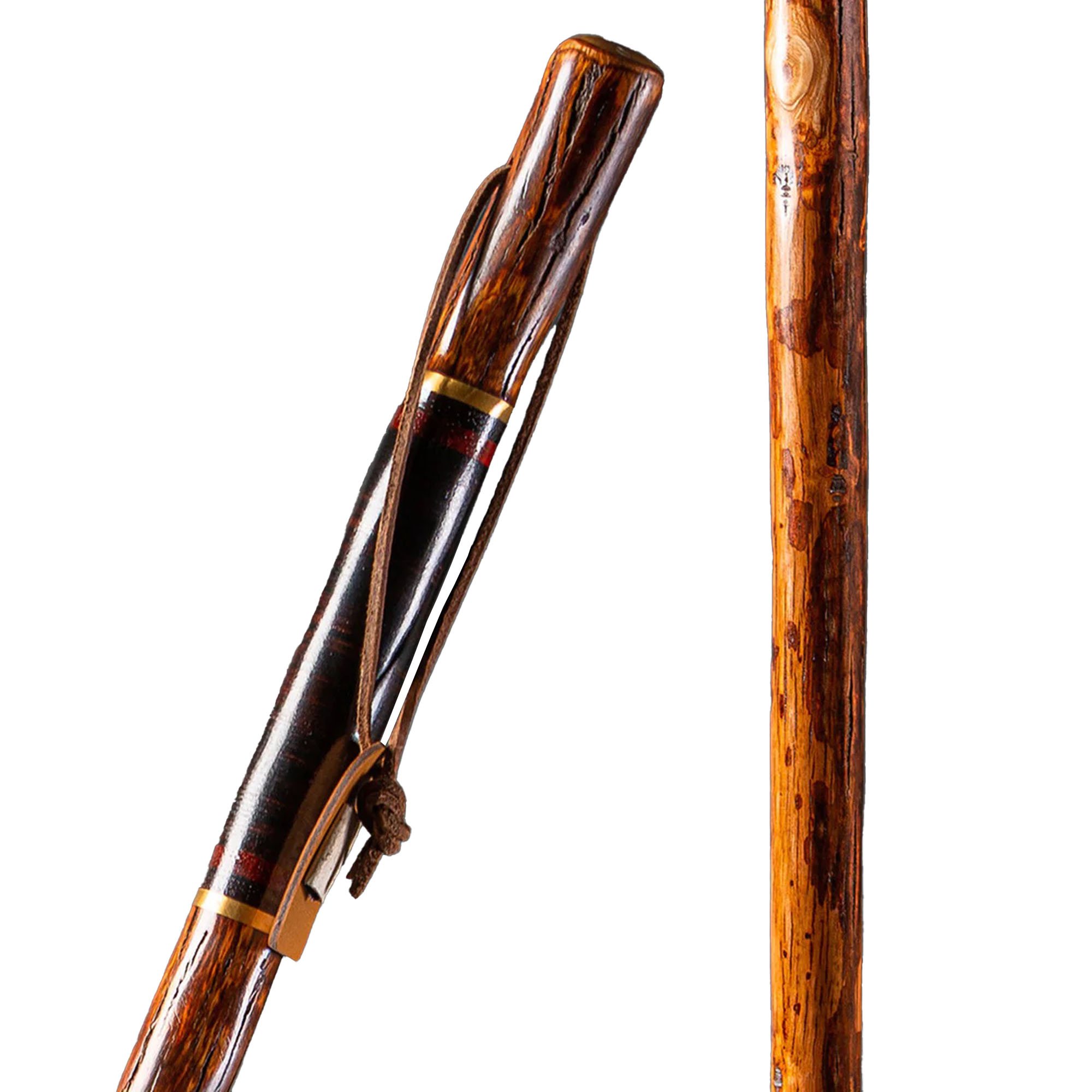 Brazos™ Exotic Leather Safari Hickory Rustic Walking Stick, 55-Inch - Image 2