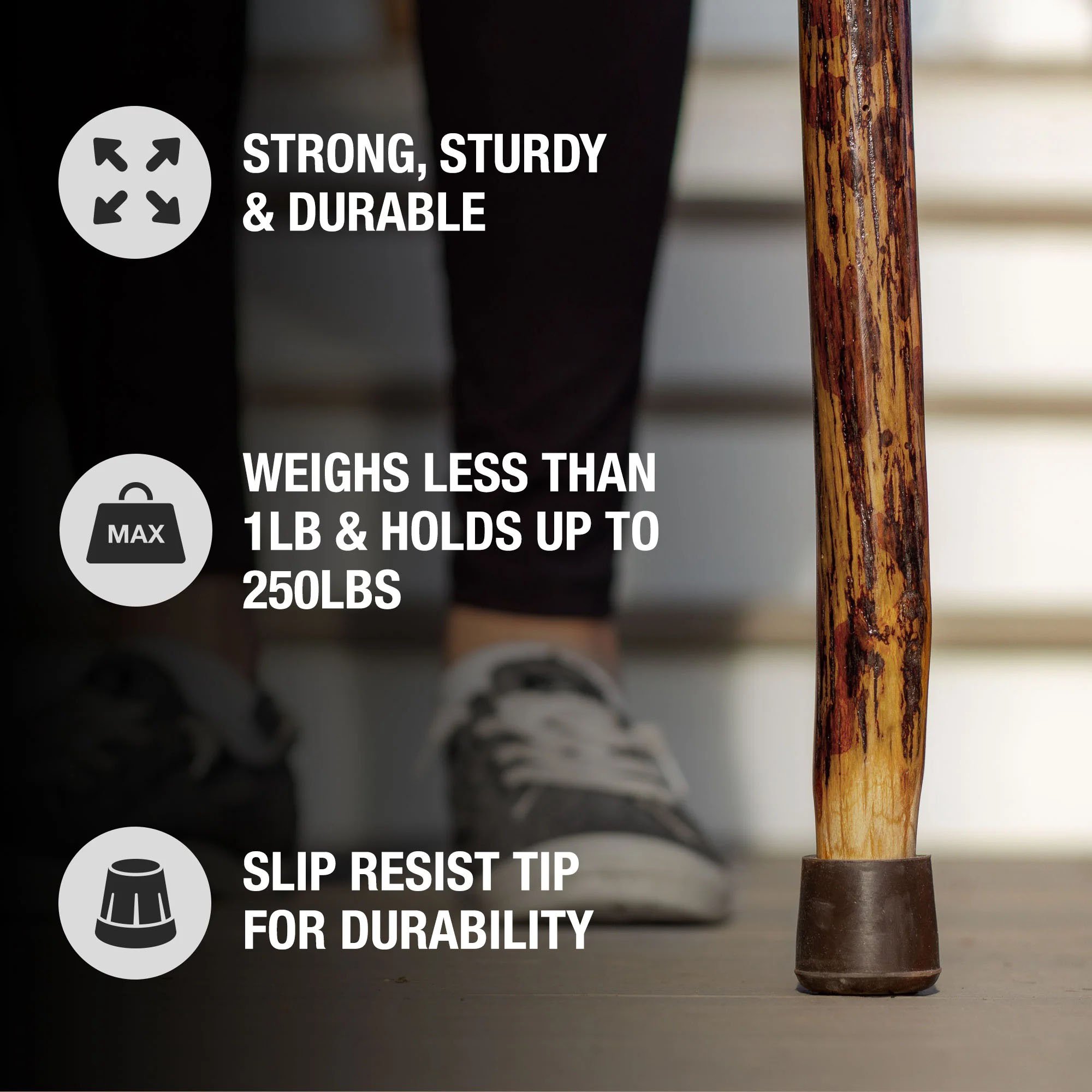 Brazos™ Exotic Leather Safari Hickory Rustic Walking Stick, 55-Inch - Image 5