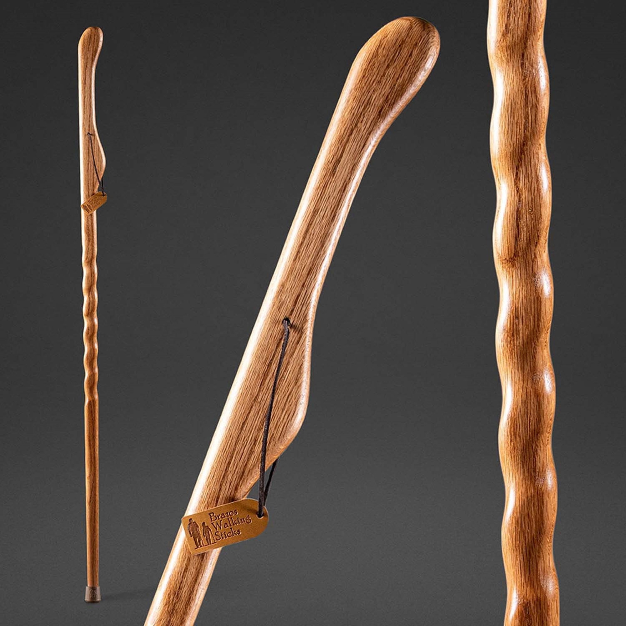 Brazos™ Twisted Oak Hitchhiker Handcrafted Walking Stick, 55-Inch, Tan - Image 5