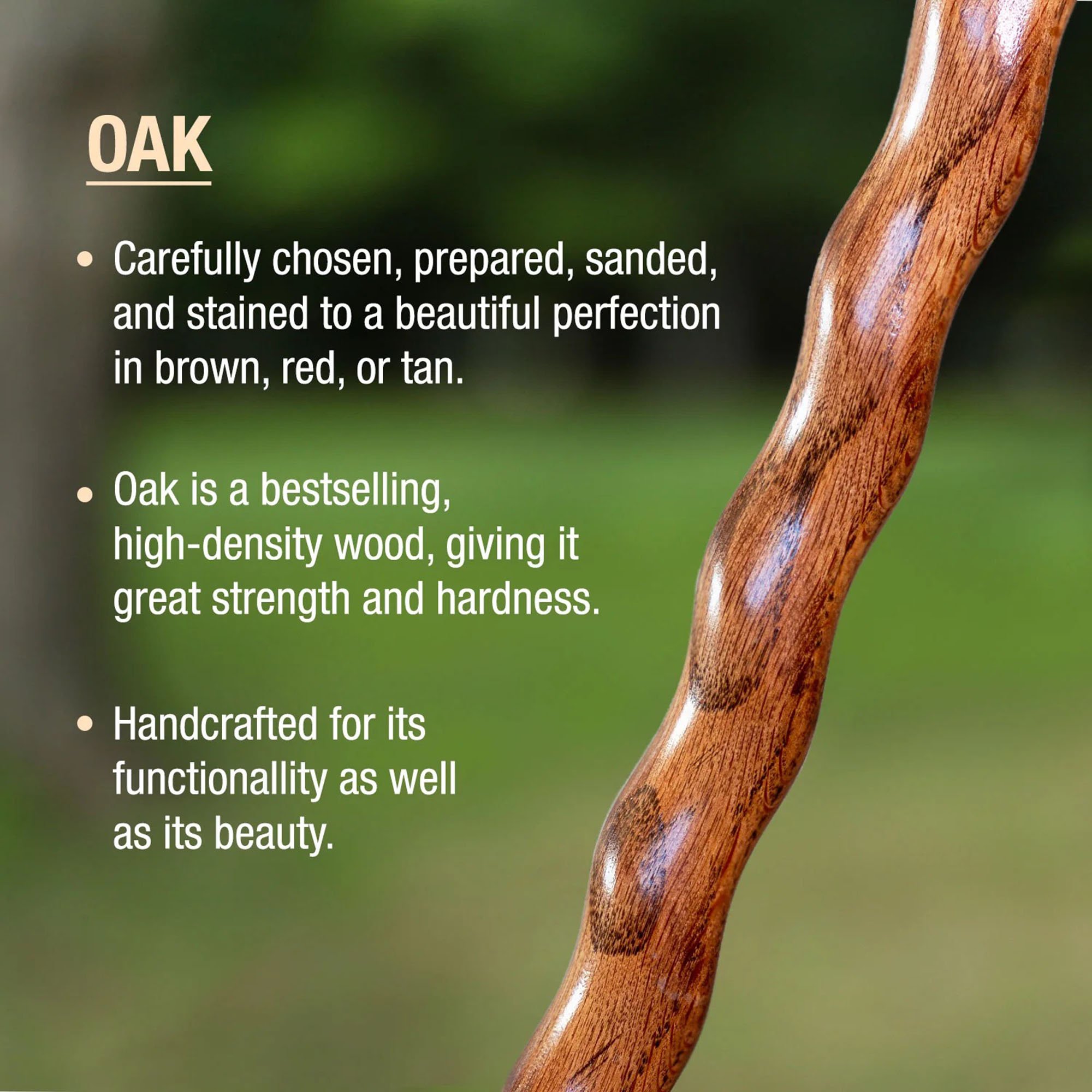 Brazos™ Twisted Oak Hitchhiker Handcrafted Walking Stick, 58-Inch, Red - Image 4