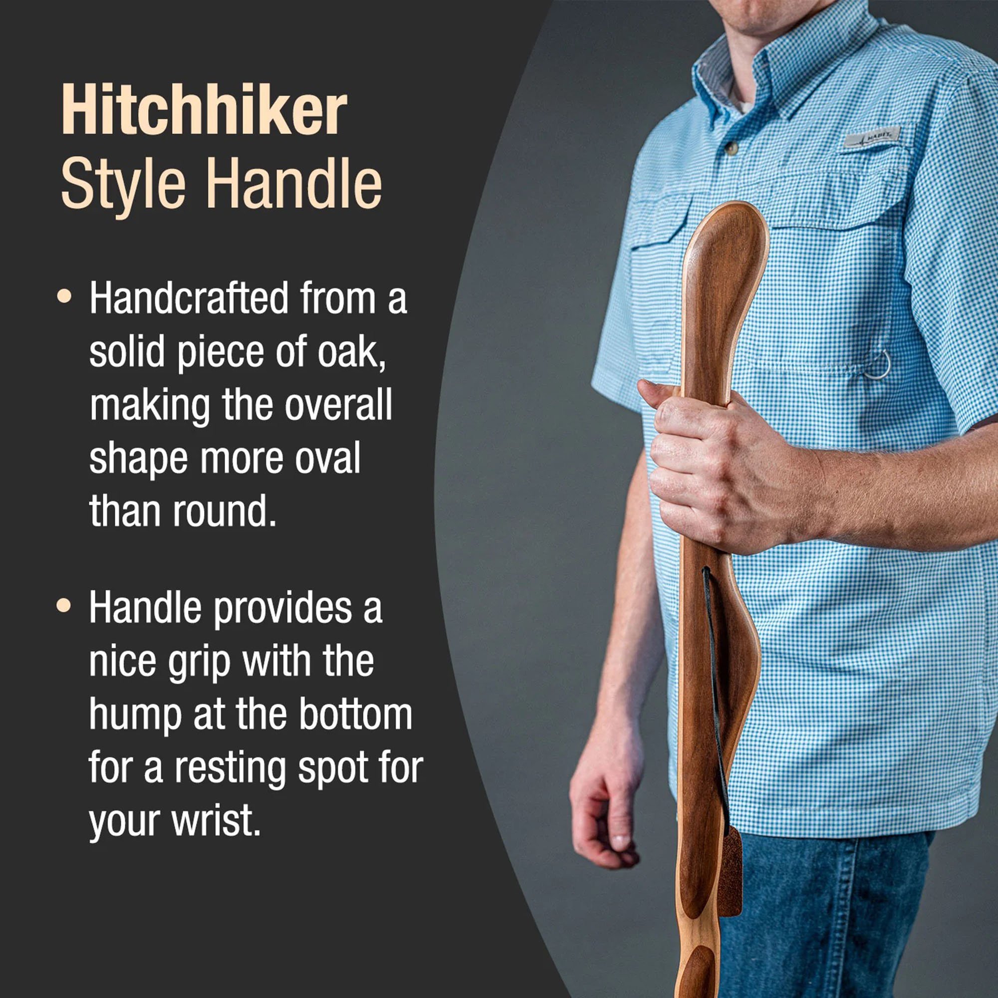 Brazos™ Twisted Oak Hitchhiker Handcrafted Walking Stick, 58-Inch, Red - Image 3