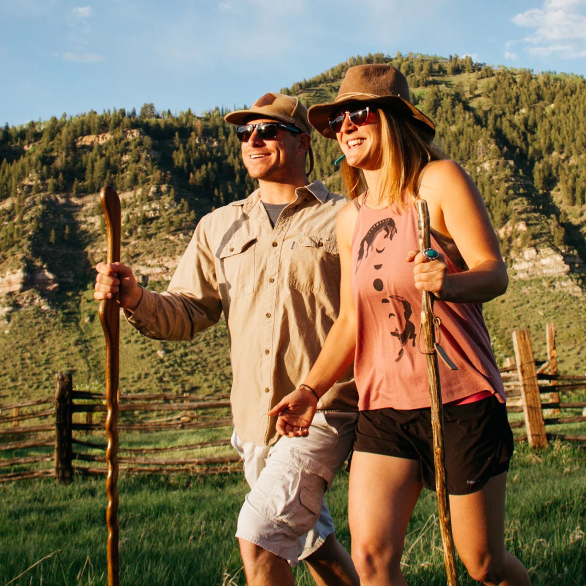 Brazos™ Twisted Oak Hitchhiker Handcrafted Walking Stick, 58-Inch, Red - Image 6