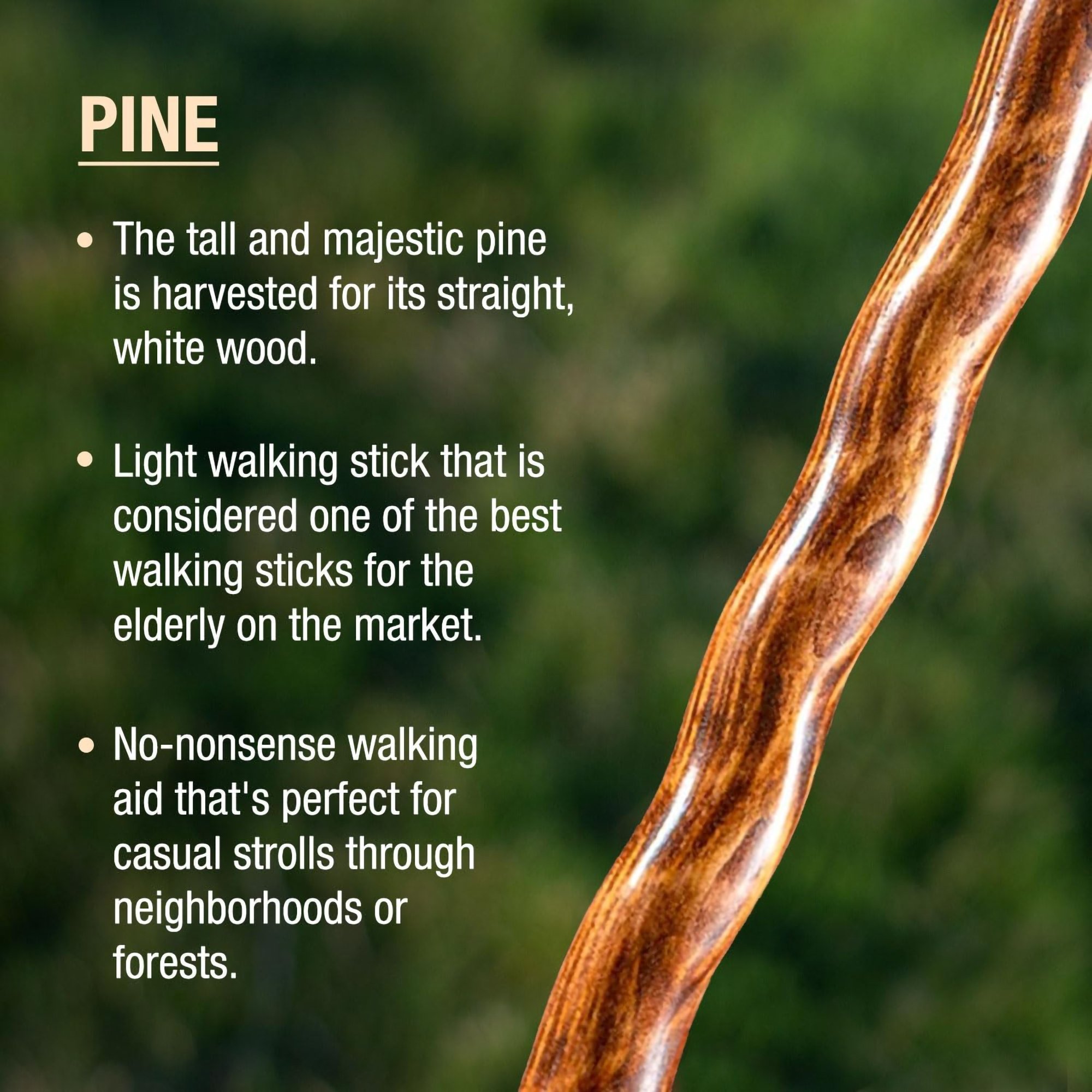 Brazos™ Twisted Pine Handcrafted Walking Stick, 55-Inch - Image 5