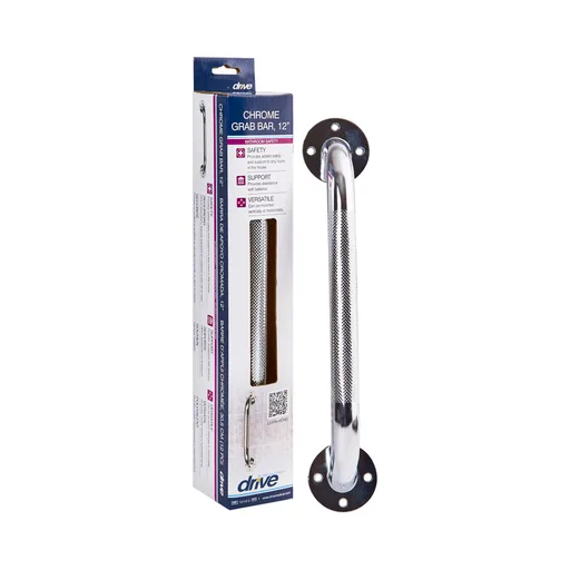 drive™ Chrome Knurled Grab Bar, 12 Inch