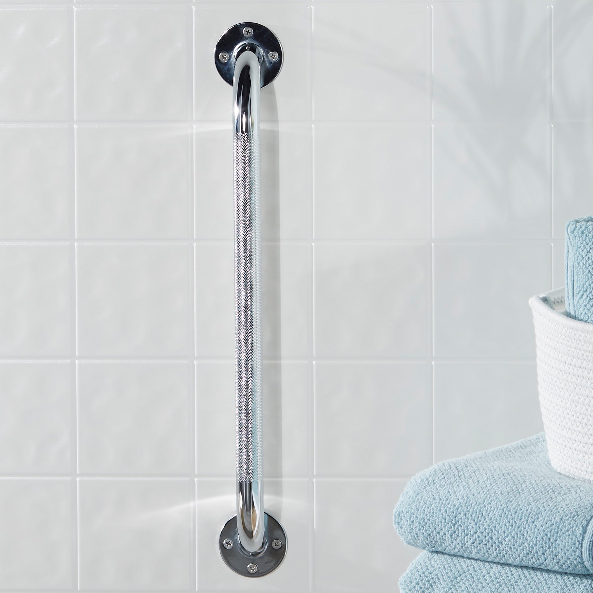 McKesson Wall Grab Bar, Chrome Finish, Knurled Steel - Image 4