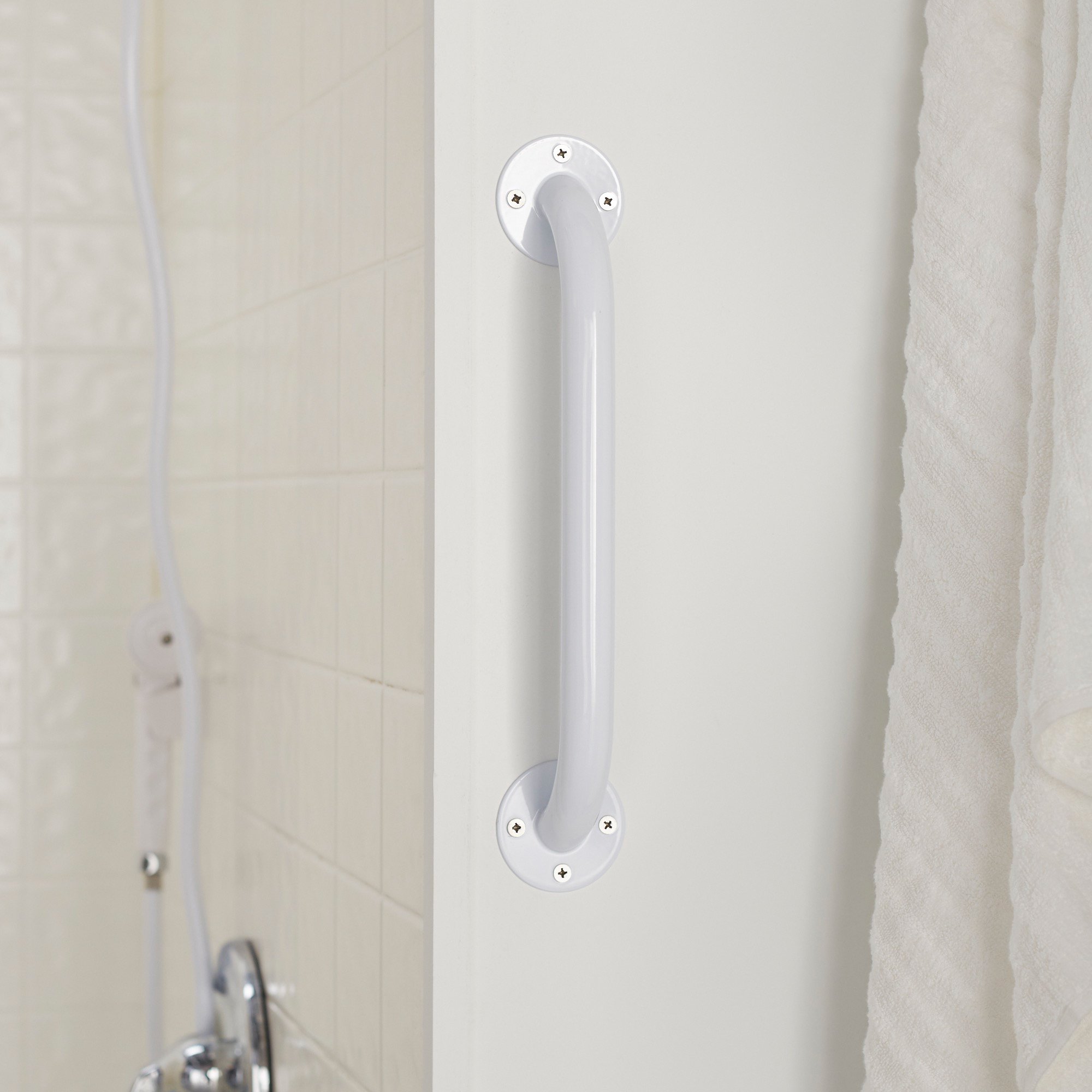 McKesson Wall Grab Bar, White Steel, 12-Inch Length - Image 4