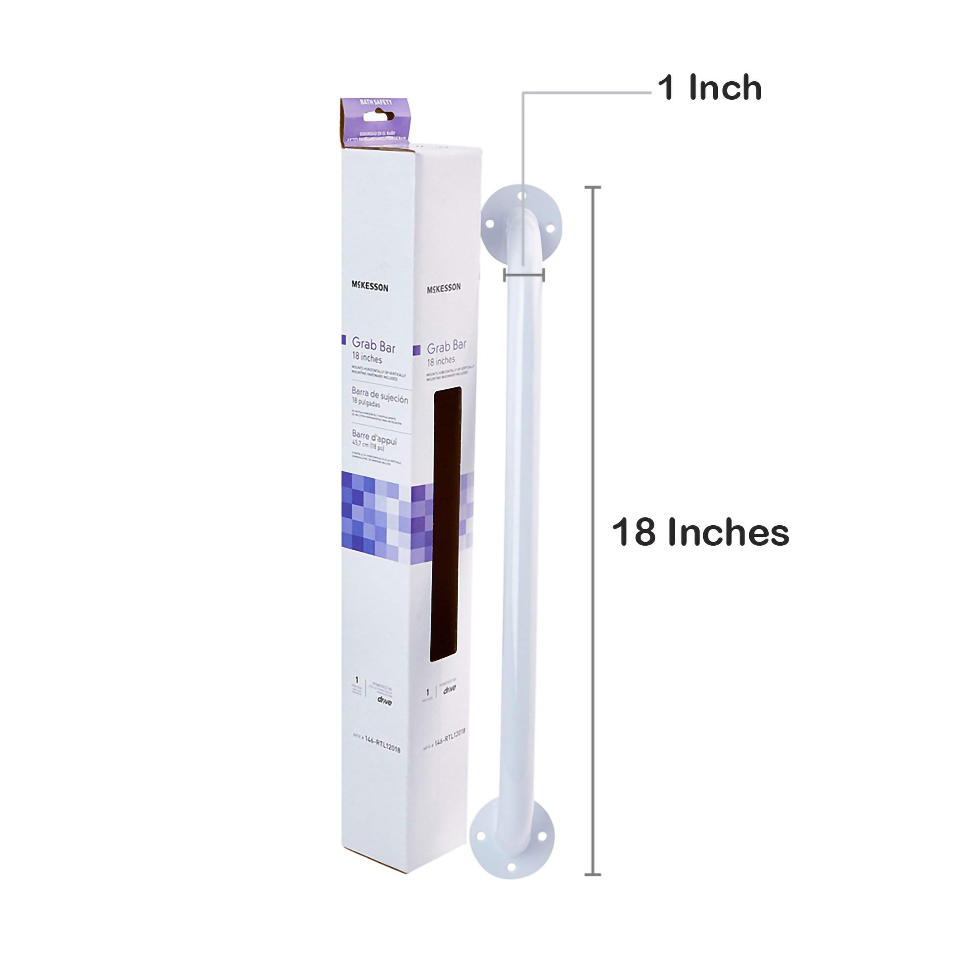 McKesson Wall Grab Bar, White Steel, 18-Inch Length - Image 4