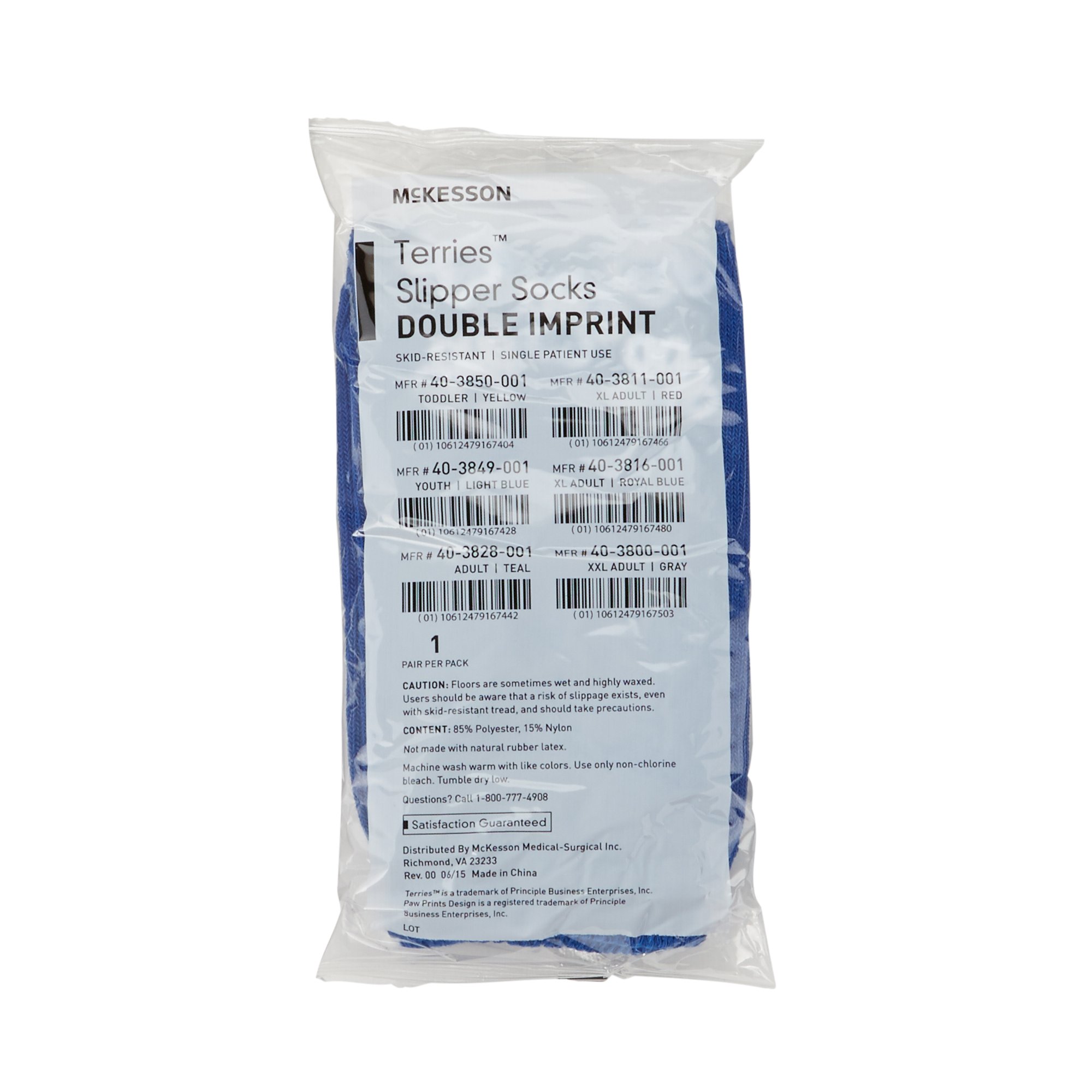 McKesson Terries™ Adult Slipper Socks, X-Large, Royal Blue - Image 3