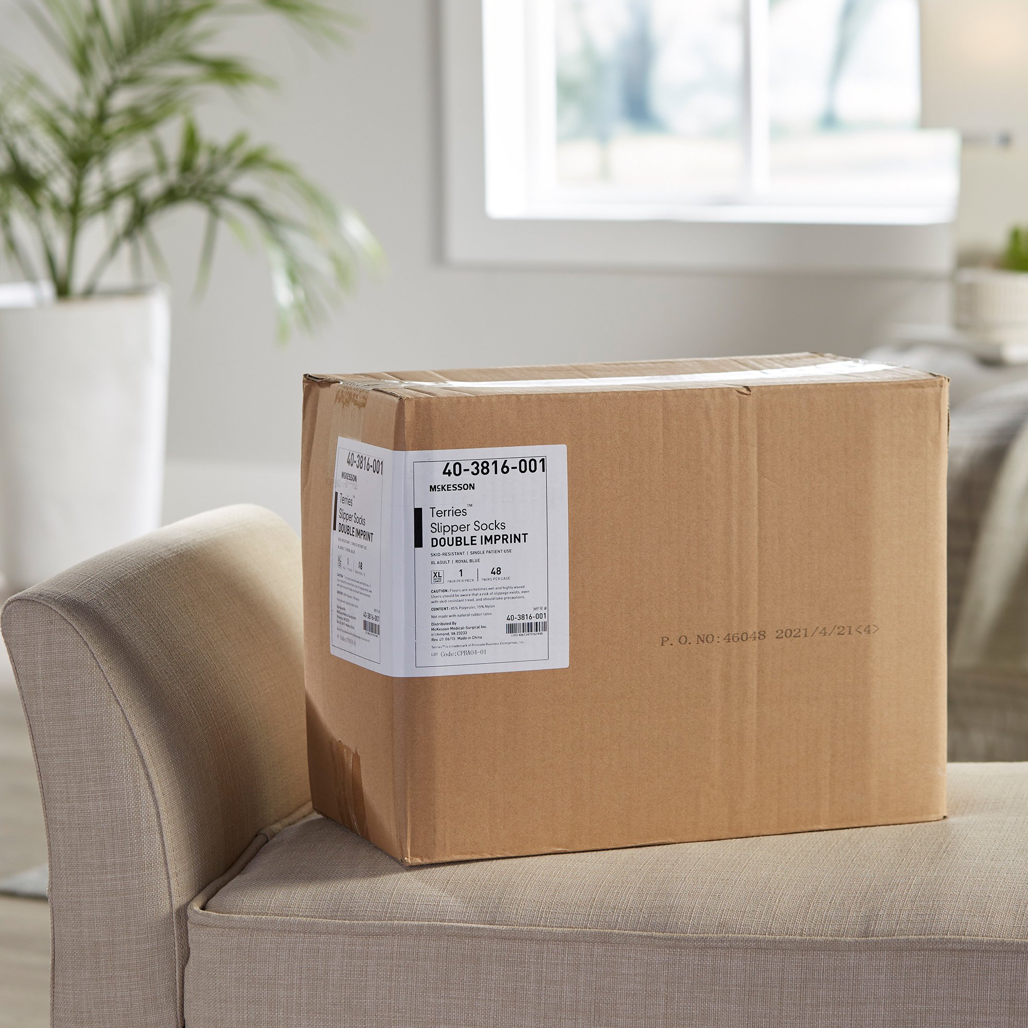 McKesson Terries™ Adult Slipper Socks, X-Large, Royal Blue - Image 10