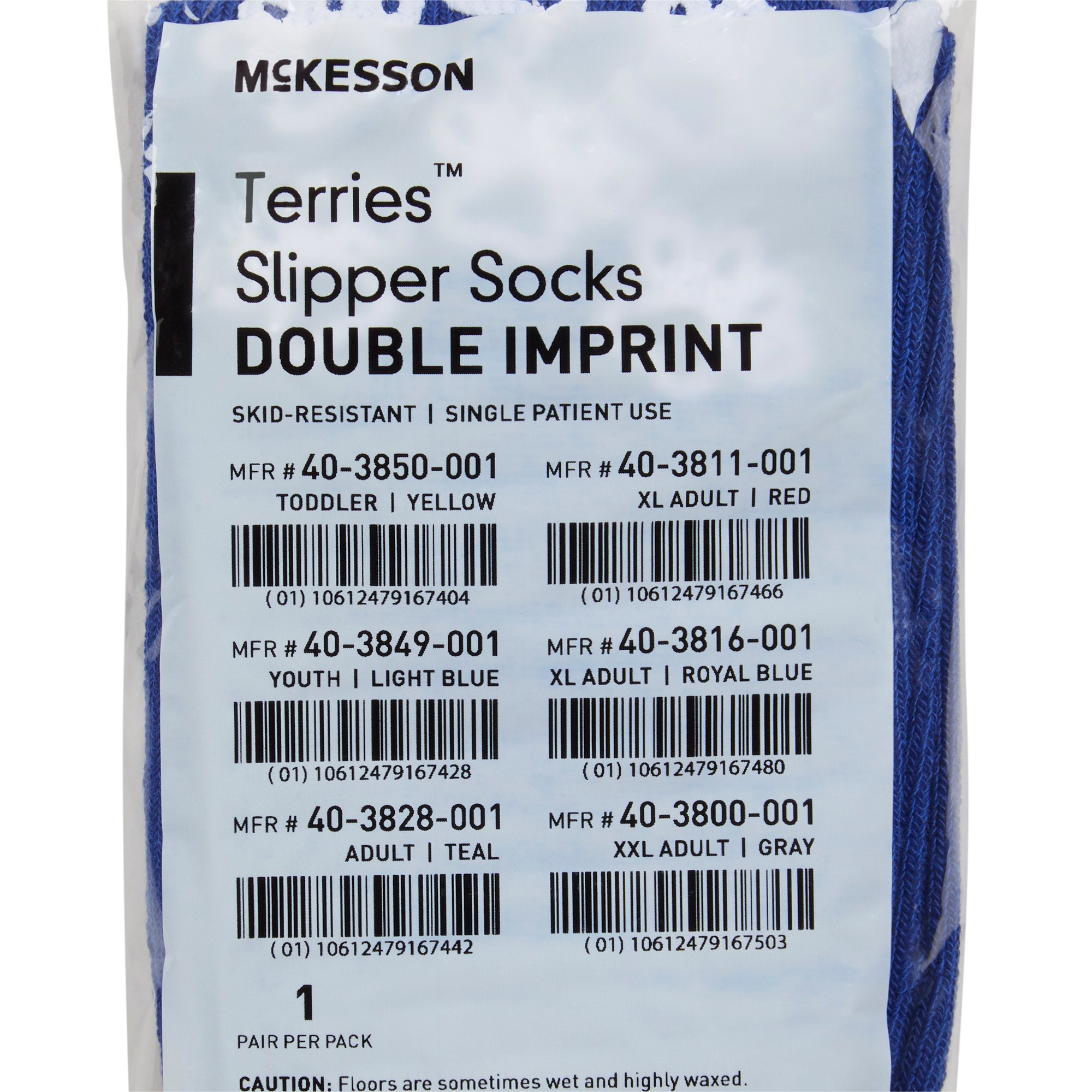 McKesson Terries™ Adult Slipper Socks, X-Large, Royal Blue - Image 6