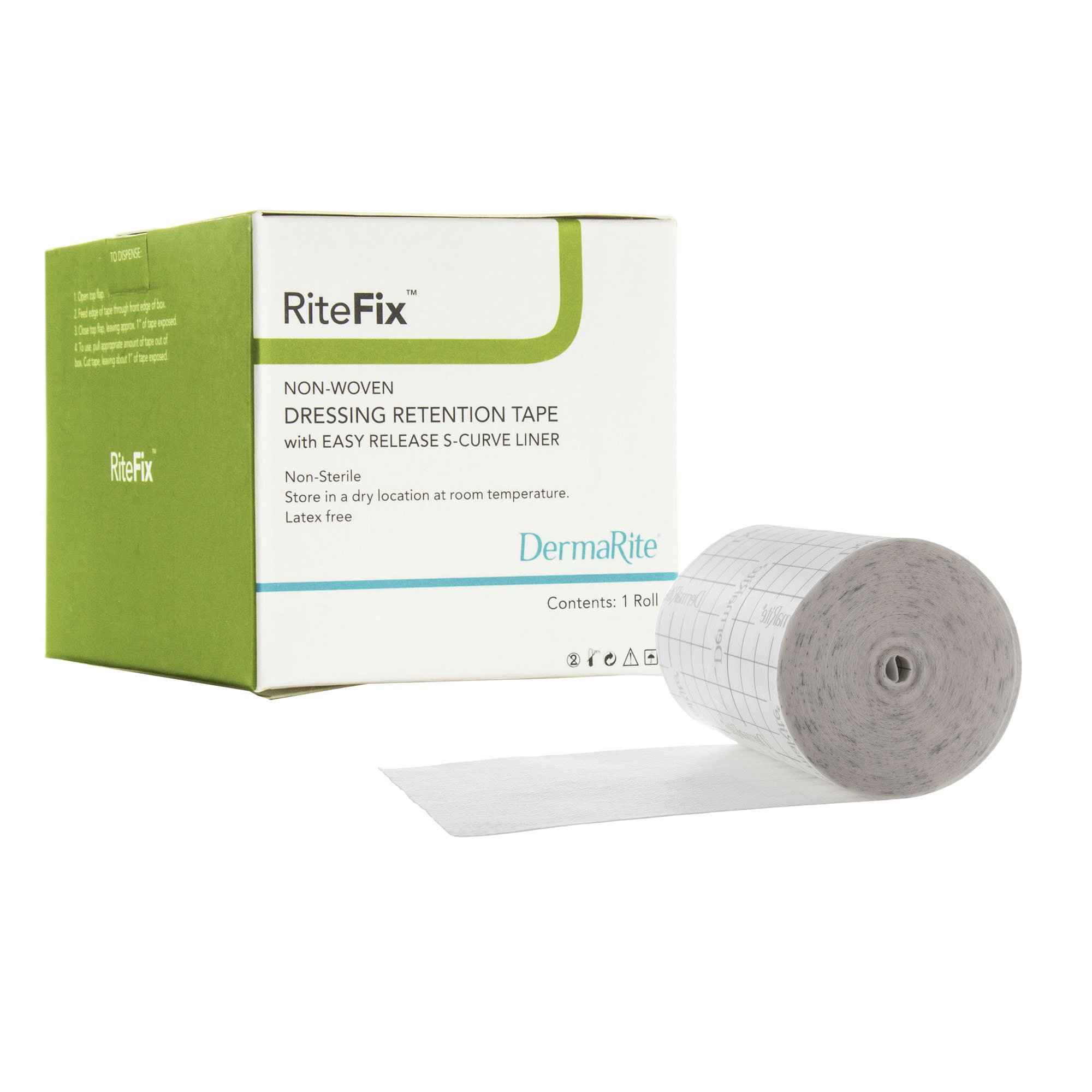 RiteFix™ Nonwoven Dressing Retention Tape, 1 Inch x 11 Yard, White - Image 2