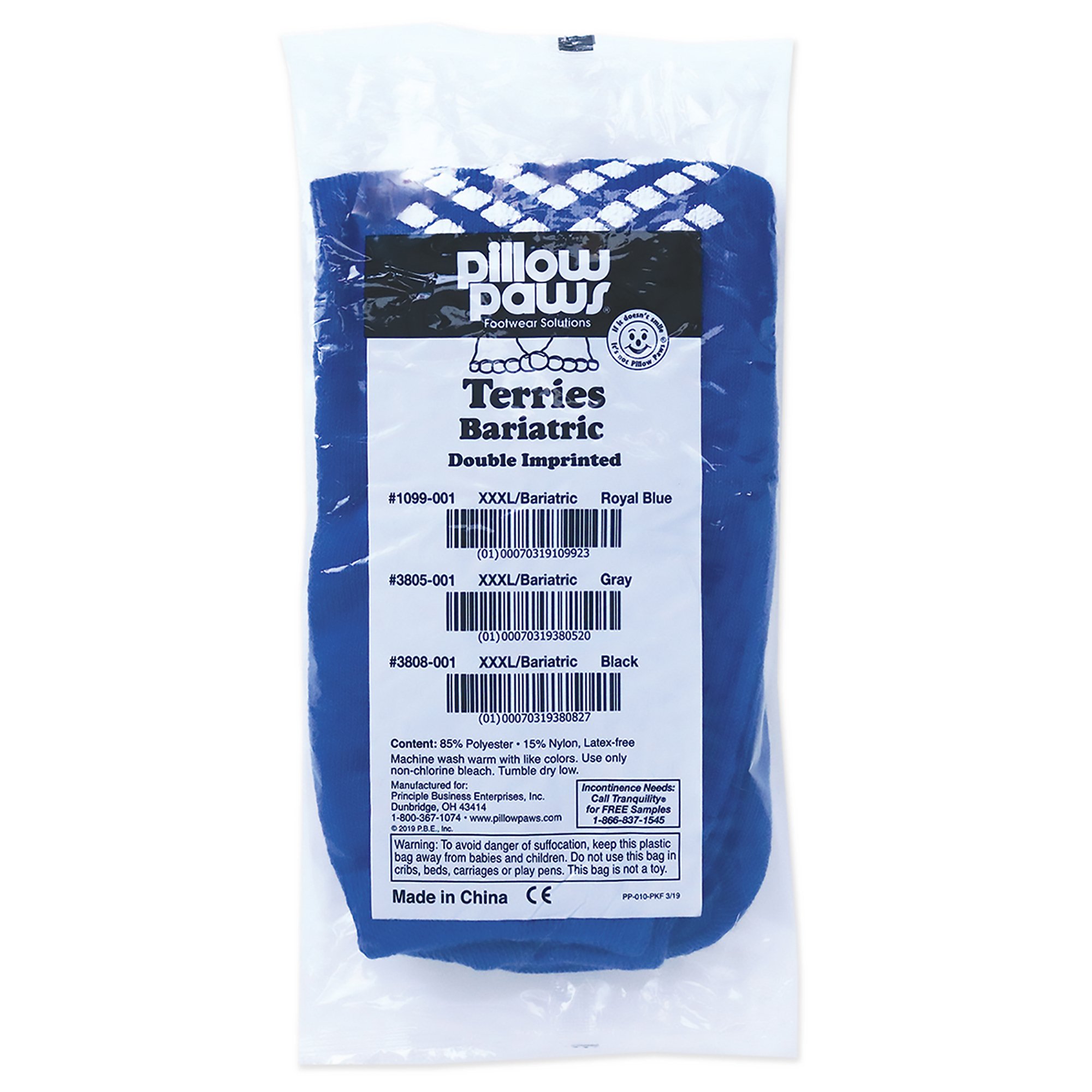 Pillow Paws® Ankle High Double Imprint Terries™ Slipper Socks, 3X-Large - Image 2