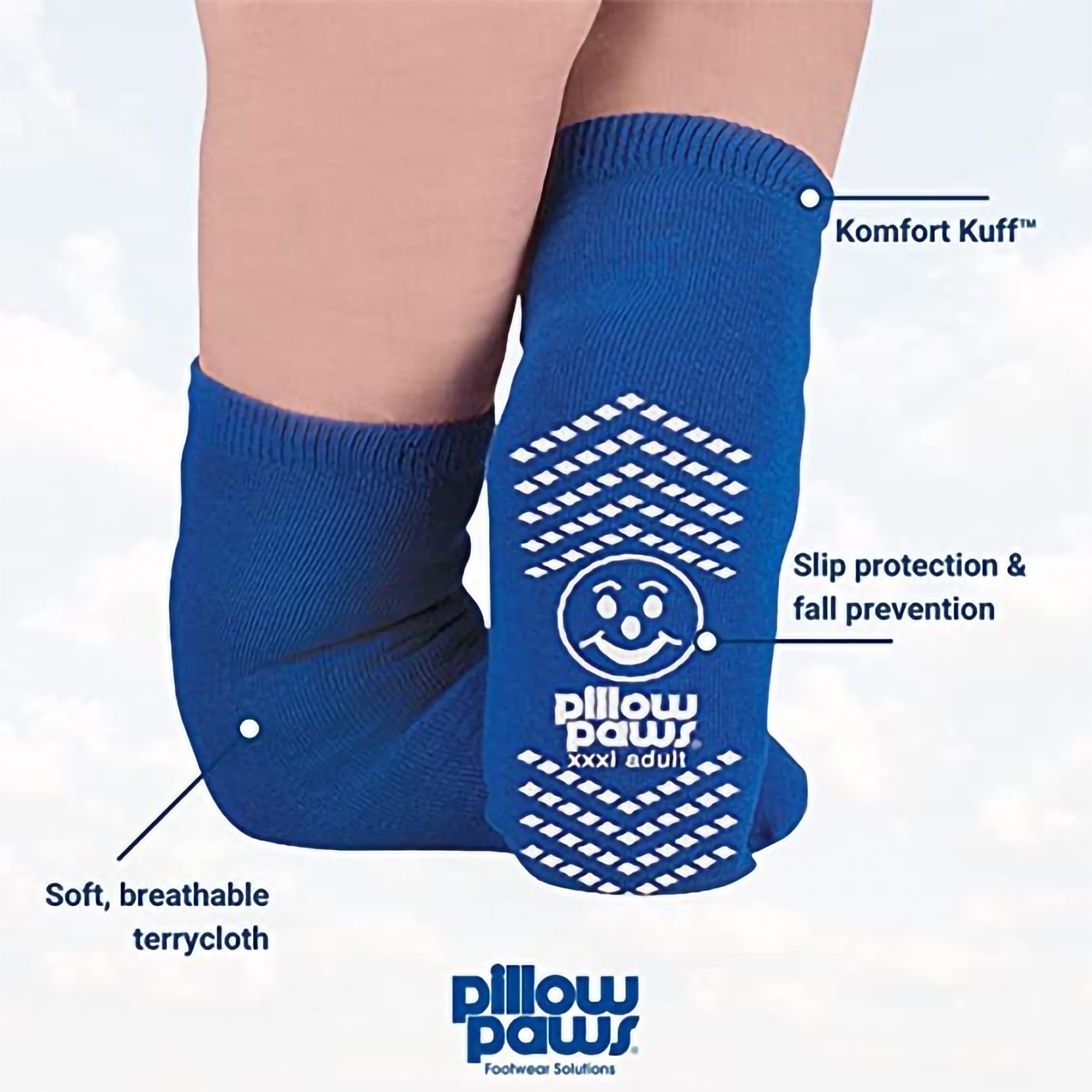 Pillow Paws® Ankle High Double Imprint Terries™ Slipper Socks, 3X-Large - Image 4