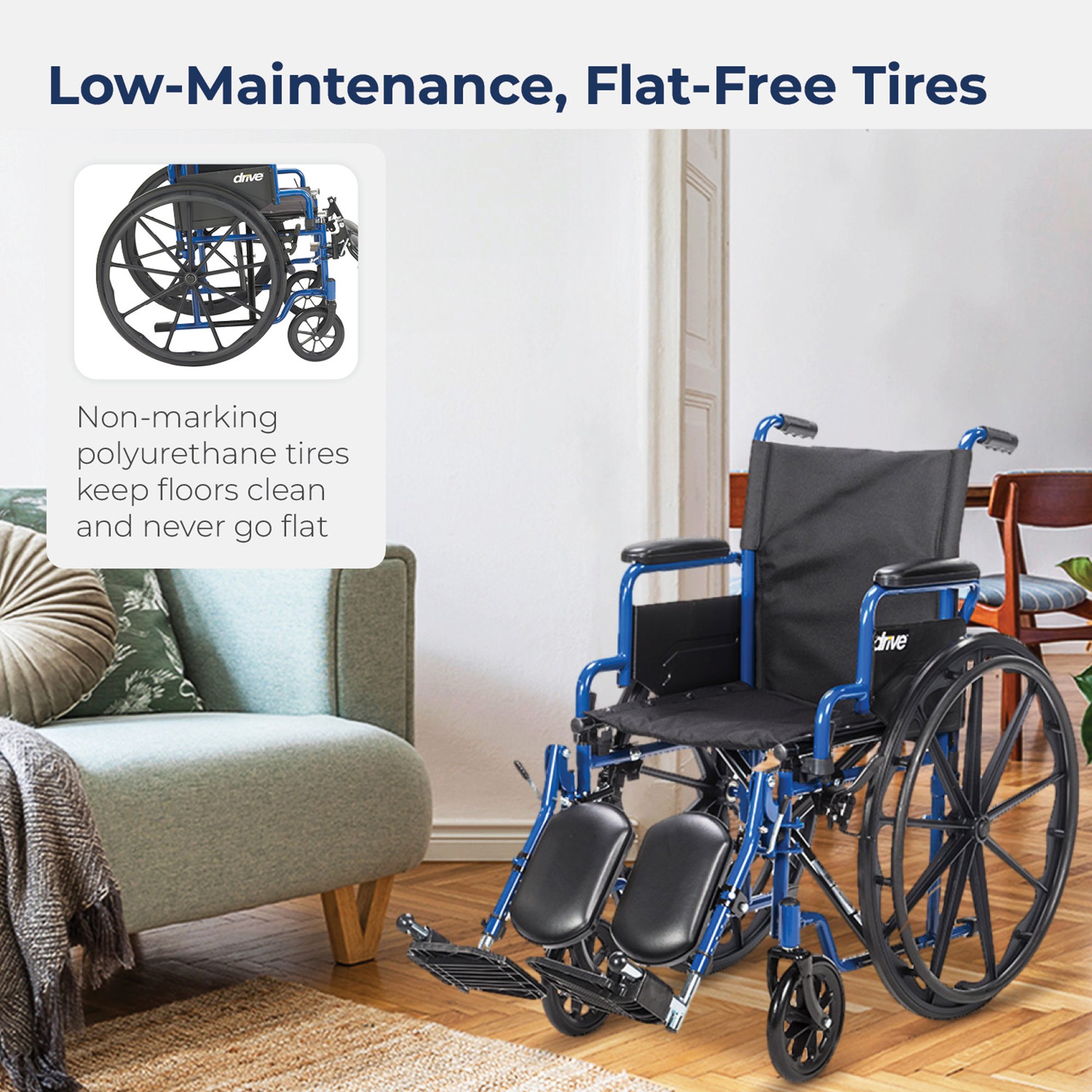 drive™ Blue Streak Wheelchair, 16-Inch Seat Width - Image 3