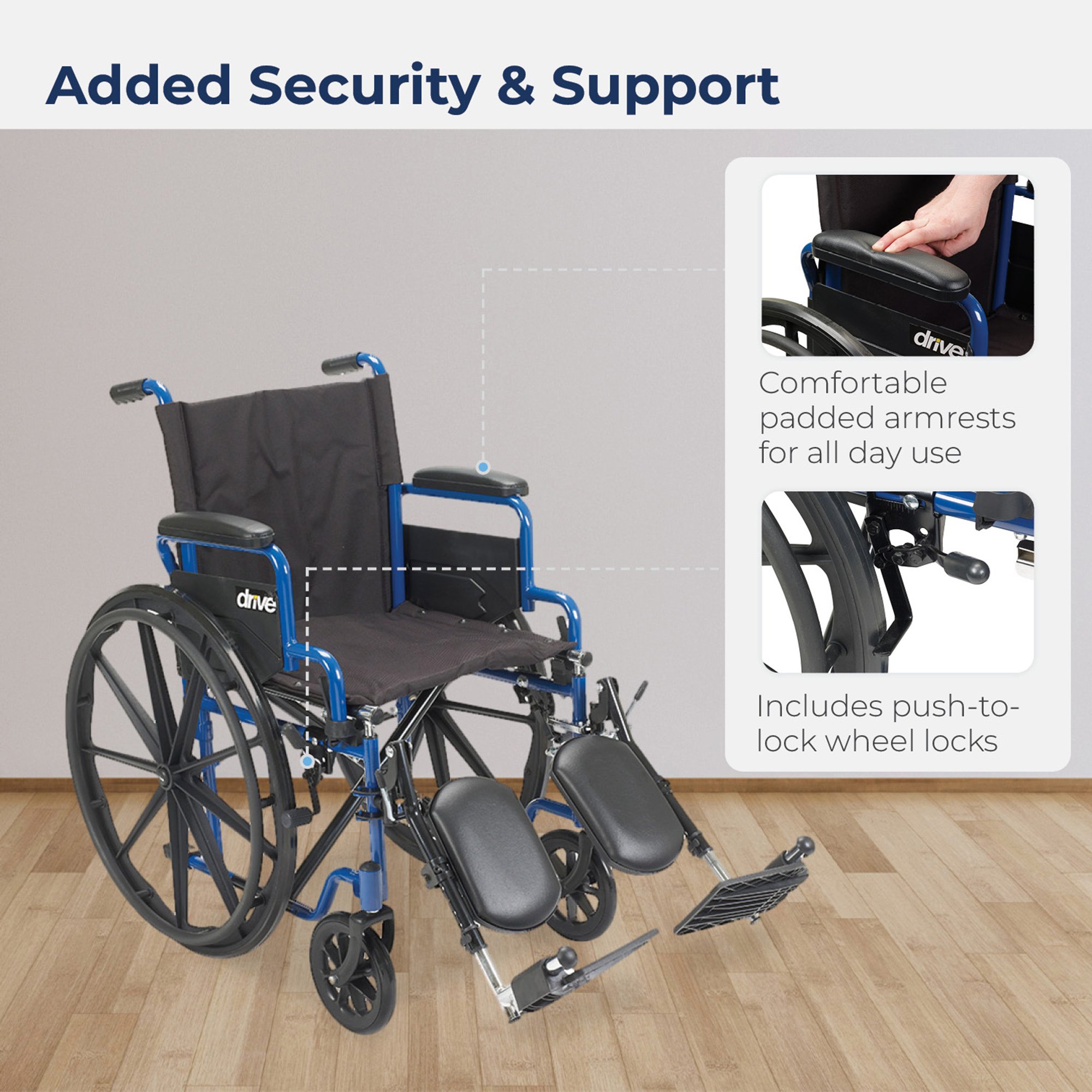 drive™ Blue Streak Wheelchair, 16-Inch Seat Width - Image 2
