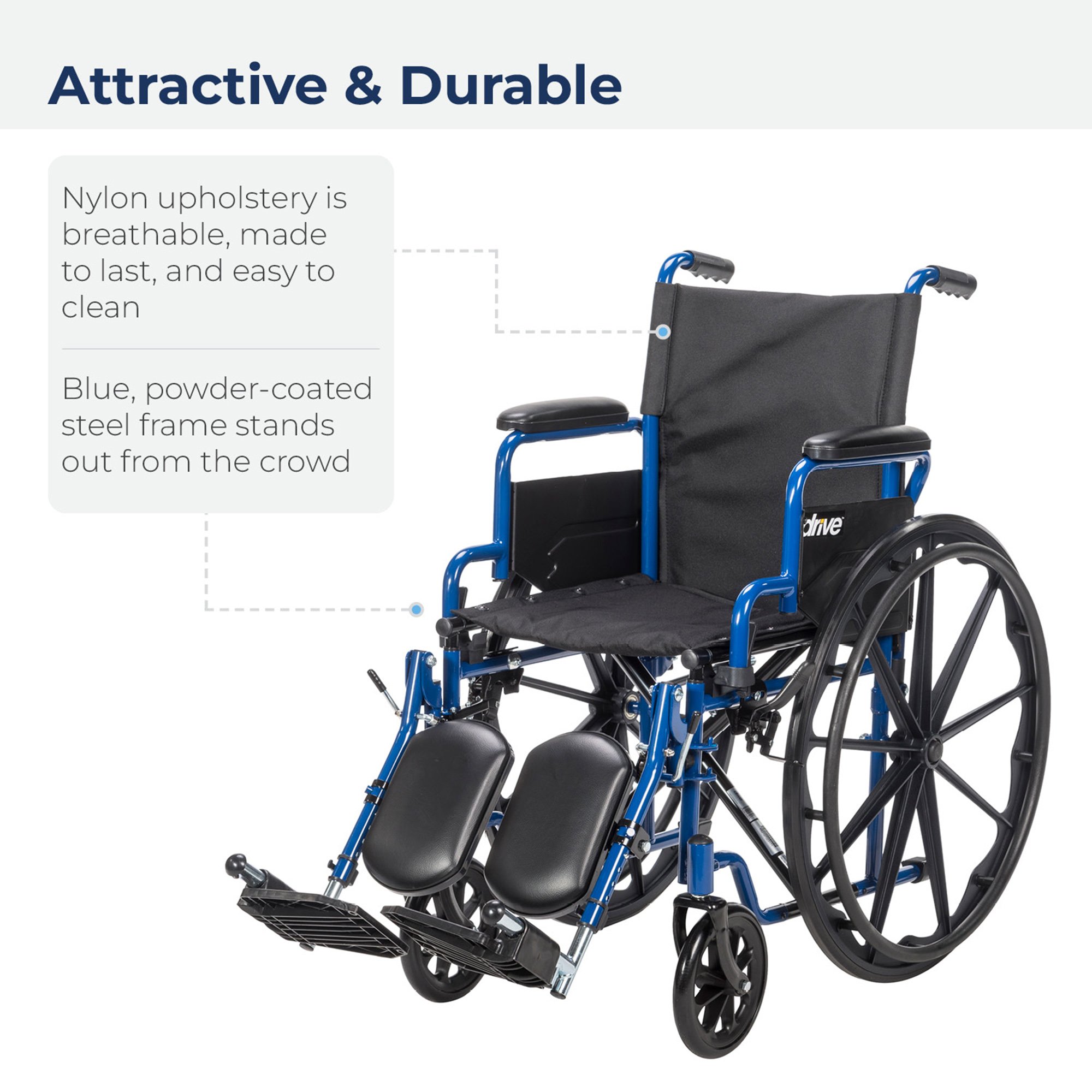 drive™ Blue Streak Wheelchair, 16-Inch Seat Width - Image 5