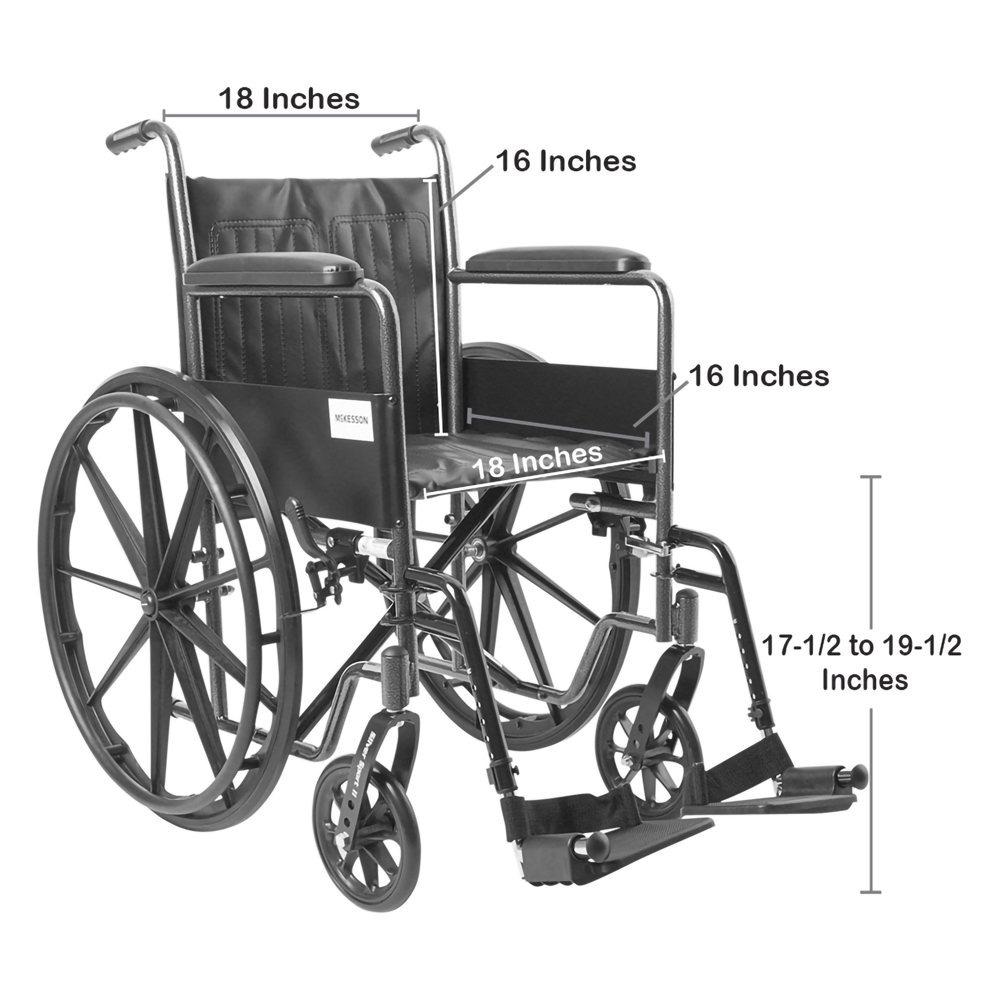 McKesson Wheelchair, 18 Inch Seat Width - Image 3