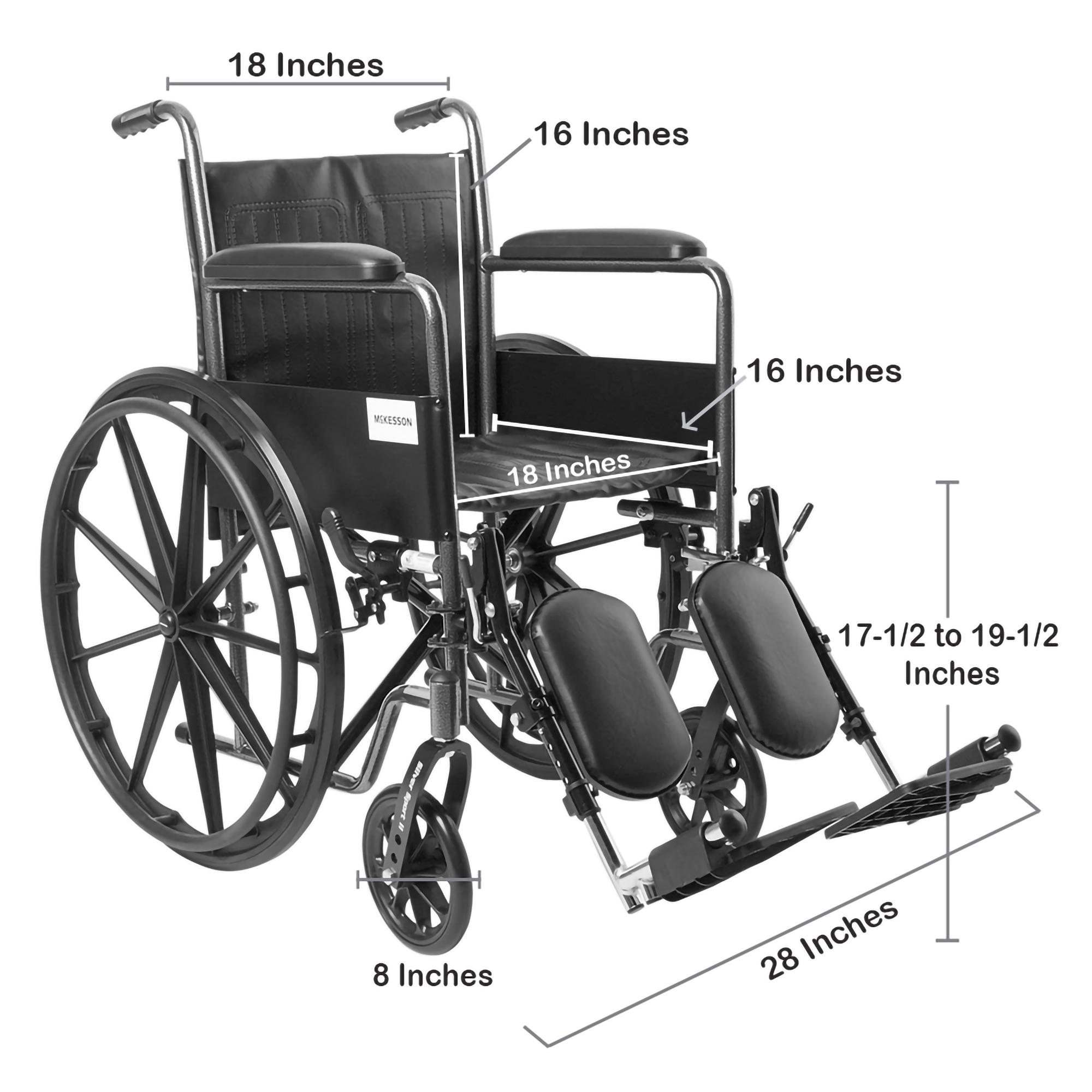McKesson Wheelchair, 18 Inch Seat Width - Image 3