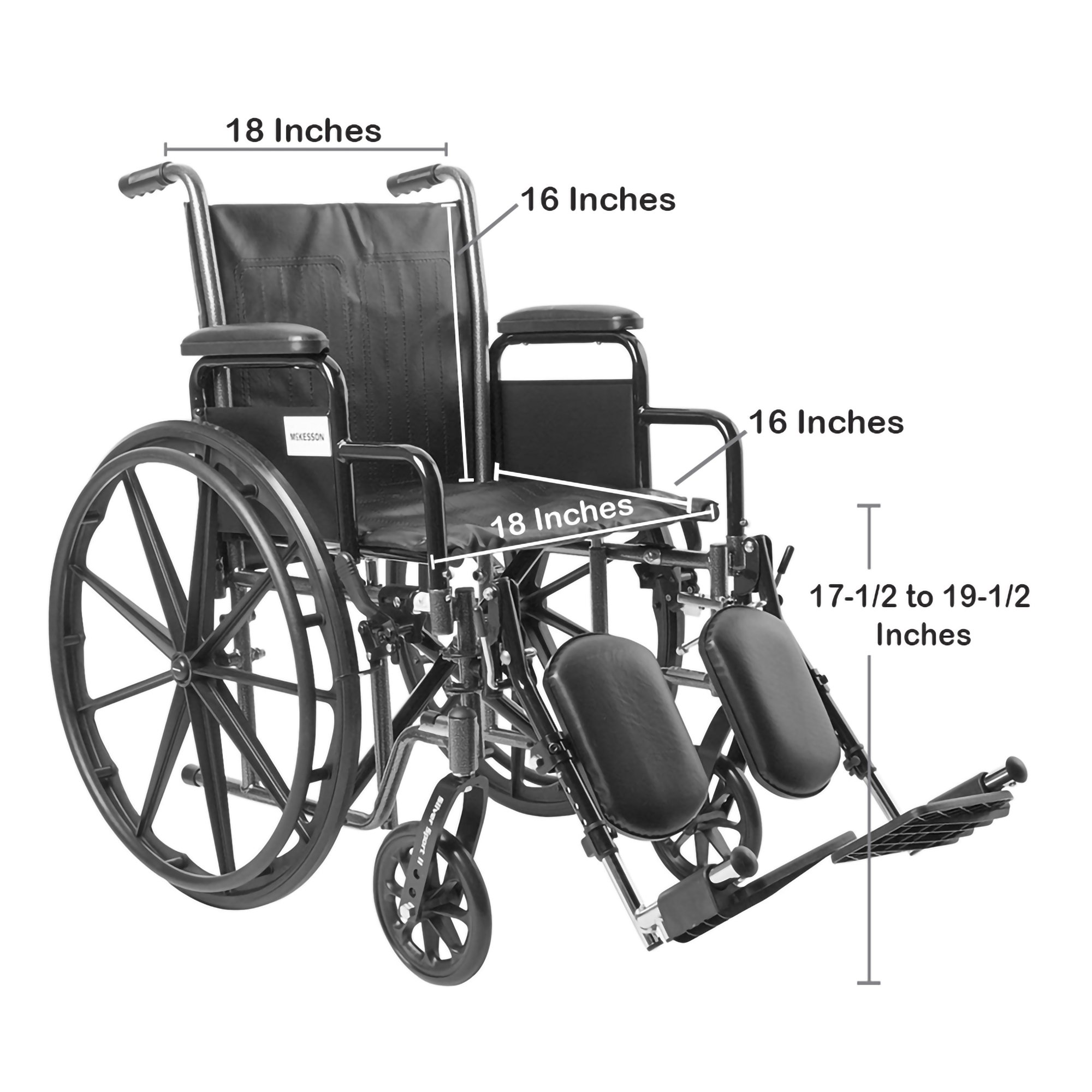 McKesson Wheelchair, 18 Inch Seat Width - Image 3