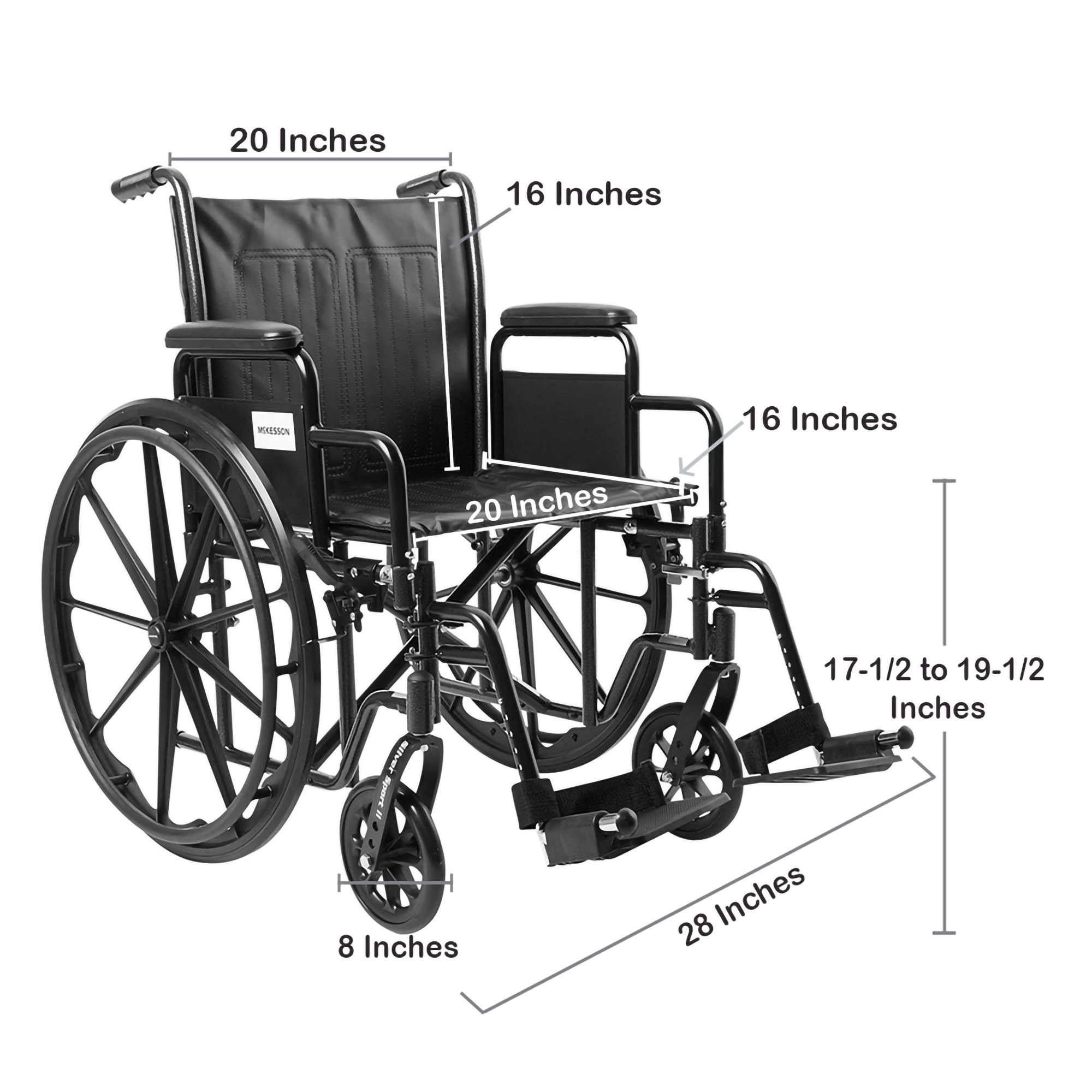 McKesson Wheelchair, 20 Inch Seat Width - Image 3