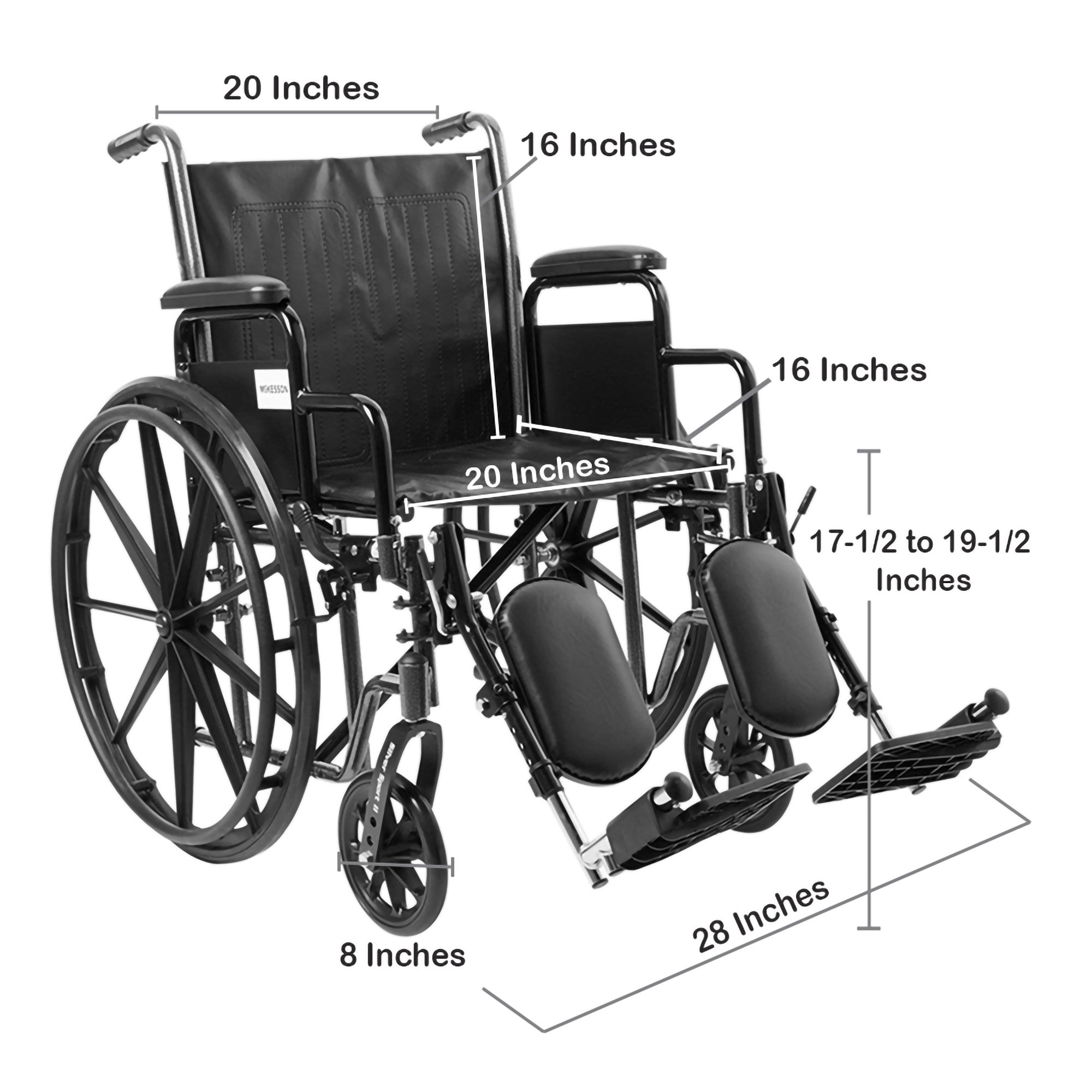 McKesson Wheelchair, 20 Inch Seat Width - Image 3