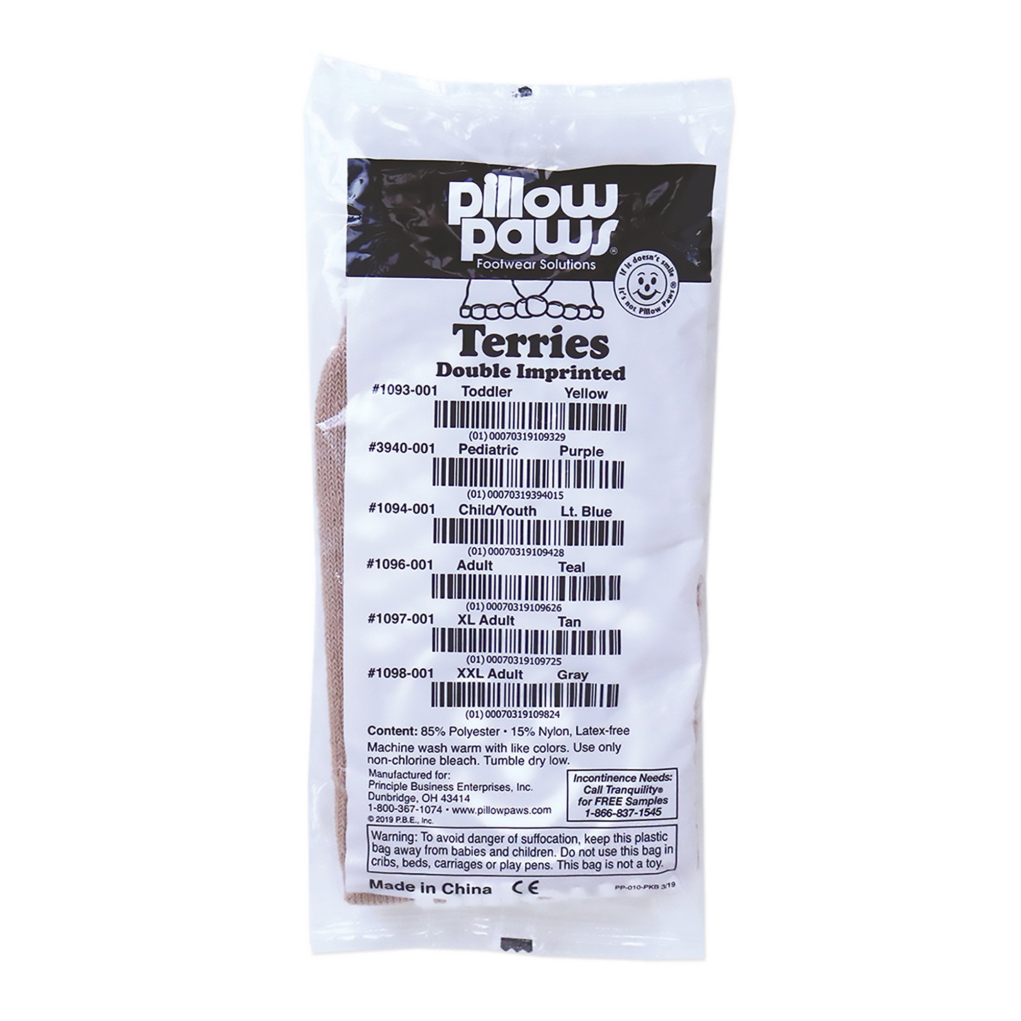 Pillow Paws® Ankle High Double Imprint Terries™ Slipper Socks, X-Large - Image 2