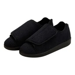 Silverts® Men's Double Extra Wide Slip Resistant Slippers, Black, Size 7