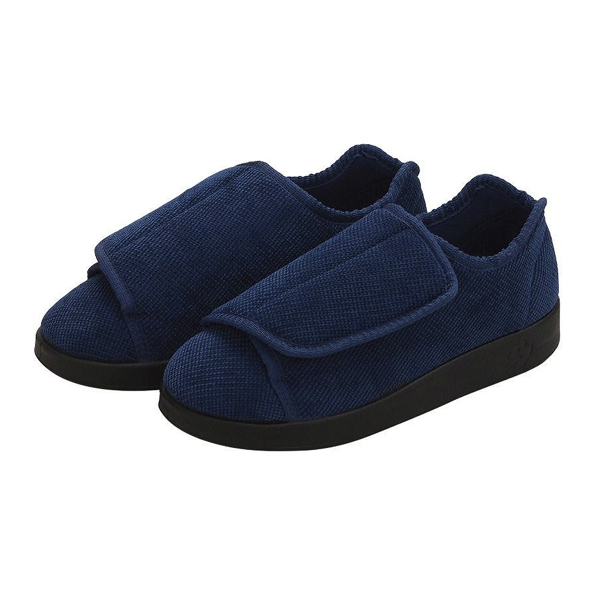 Silverts® Women's Double Extra Wide Easy Closure Slippers, Dark Blue, Size 6