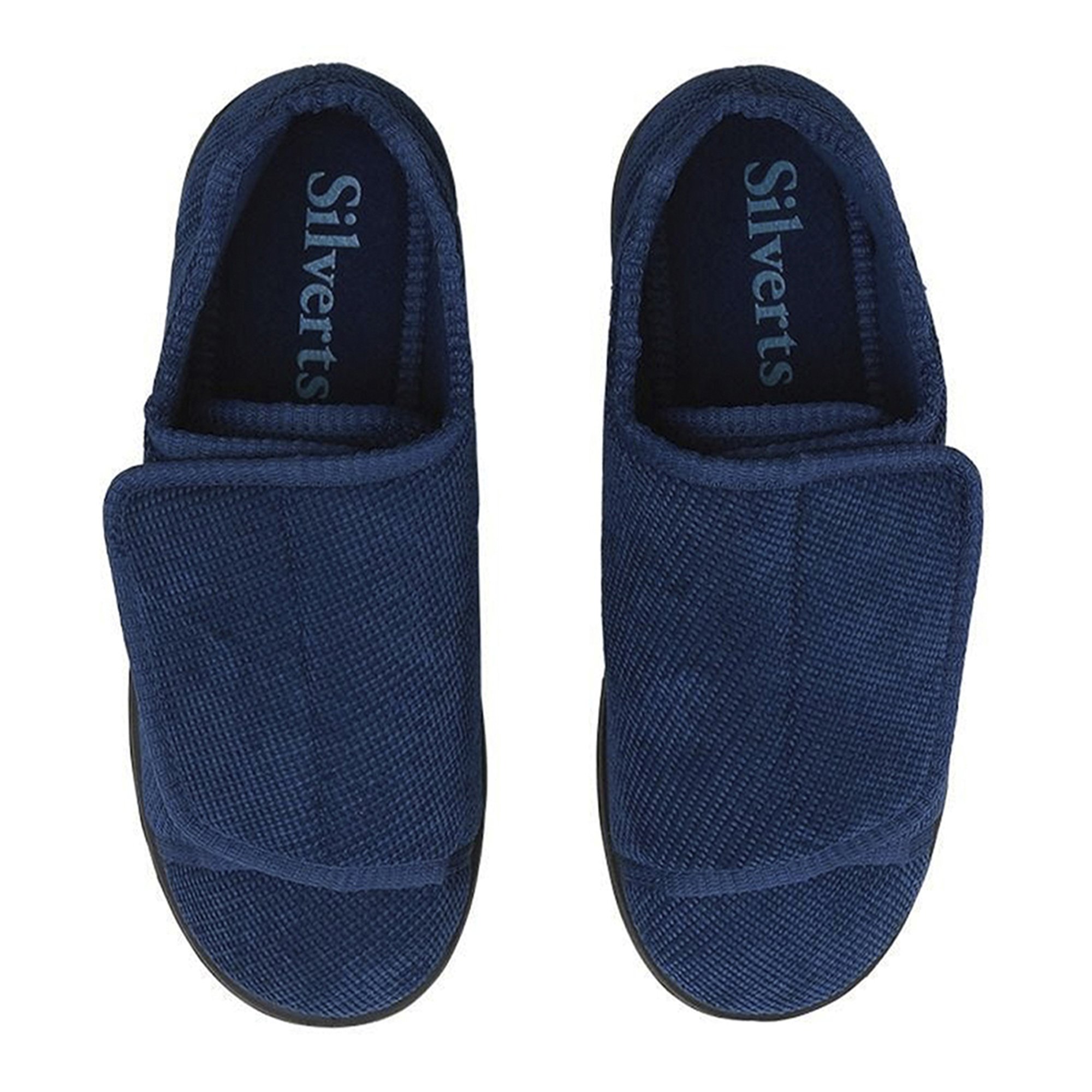 Silverts® Women's Double Extra Wide Easy Closure Slippers, Dark Blue, Size 6 - Image 2