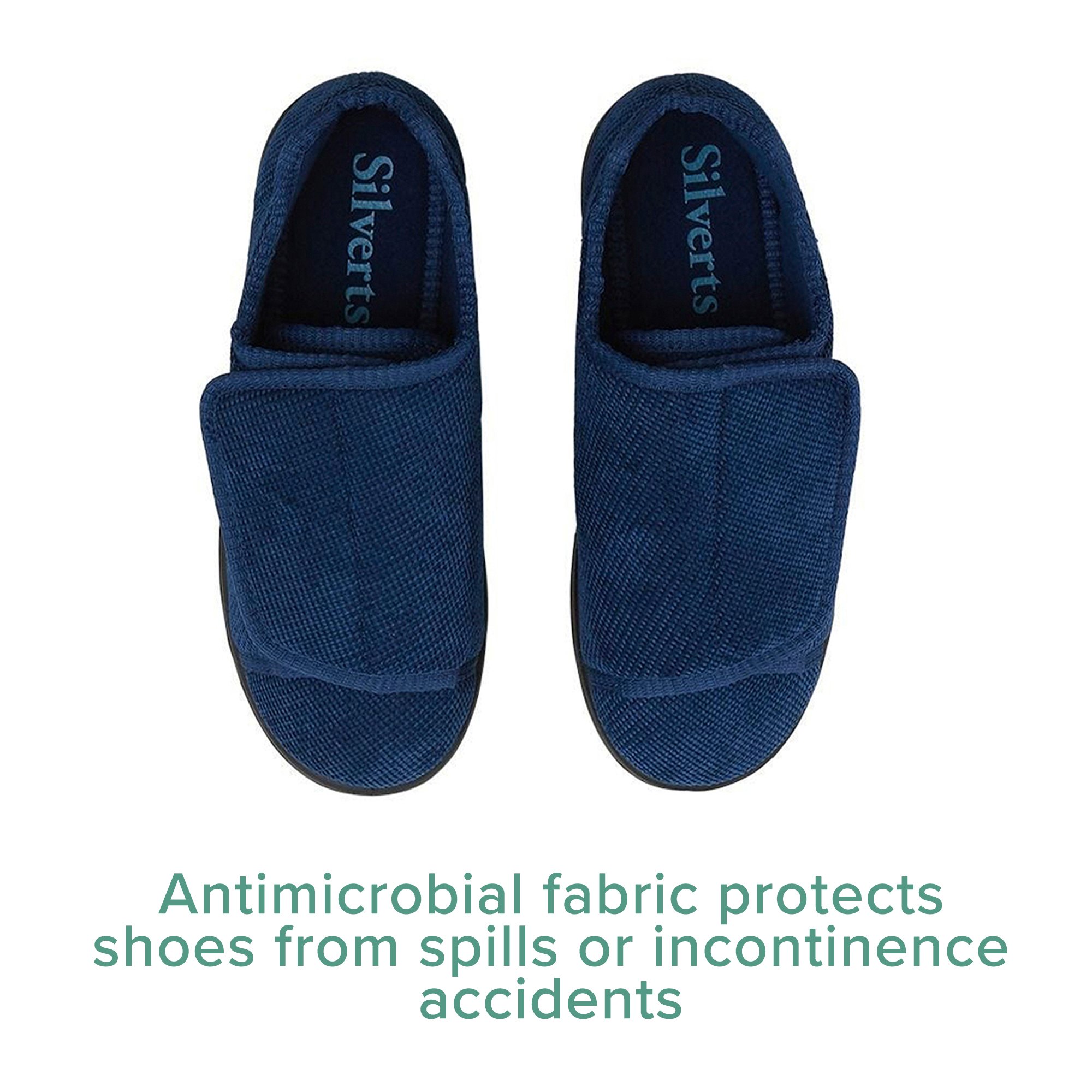 Silverts® Women's Double Extra Wide Easy Closure Slippers, Dark Blue, Size 6 - Image 8