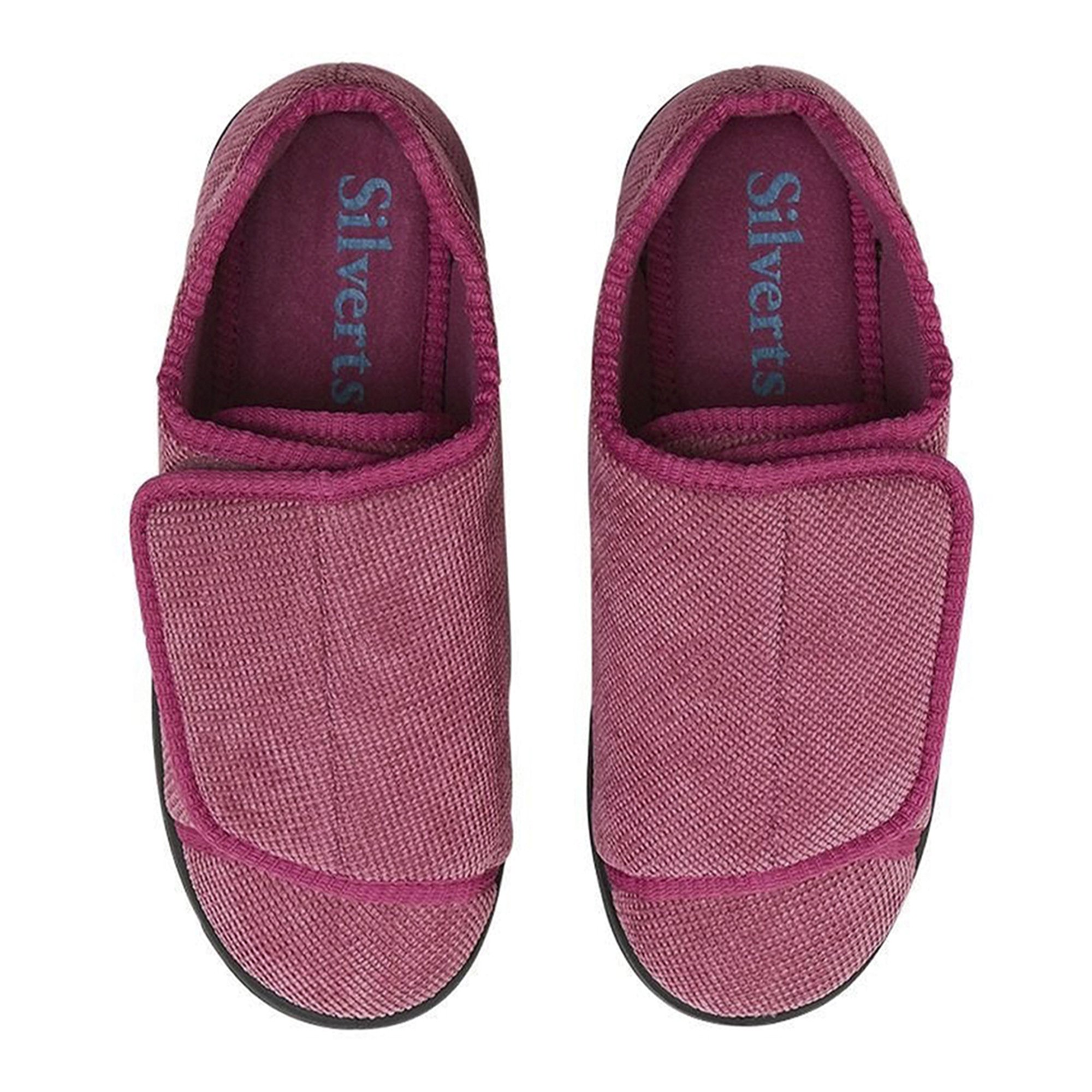 Silverts® Women's Double Extra Wide Easy Closure Slippers, Dusty Rose, Size 6 - Image 2