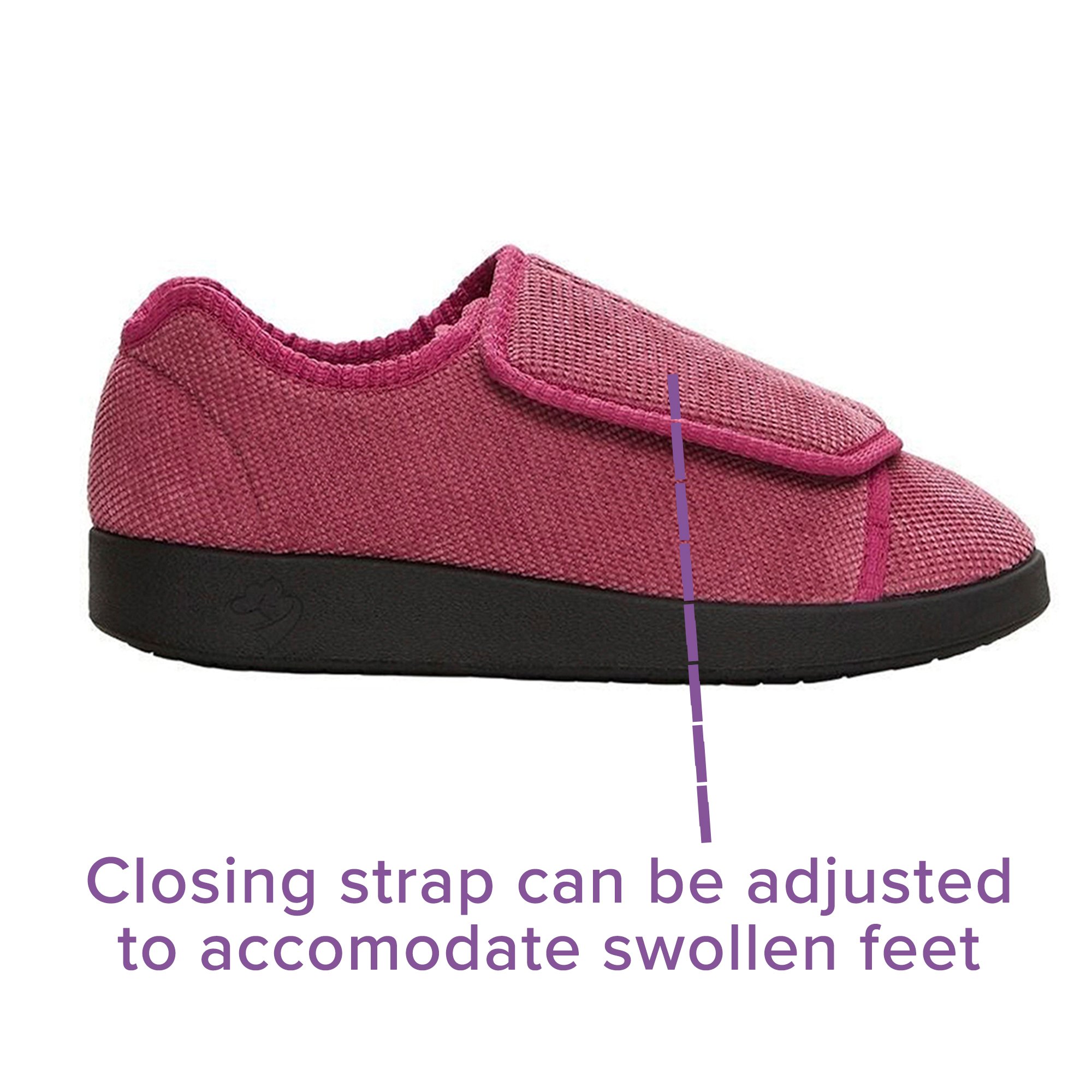 Silverts® Women's Double Extra Wide Easy Closure Slippers, Dusty Rose, Size 6 - Image 7