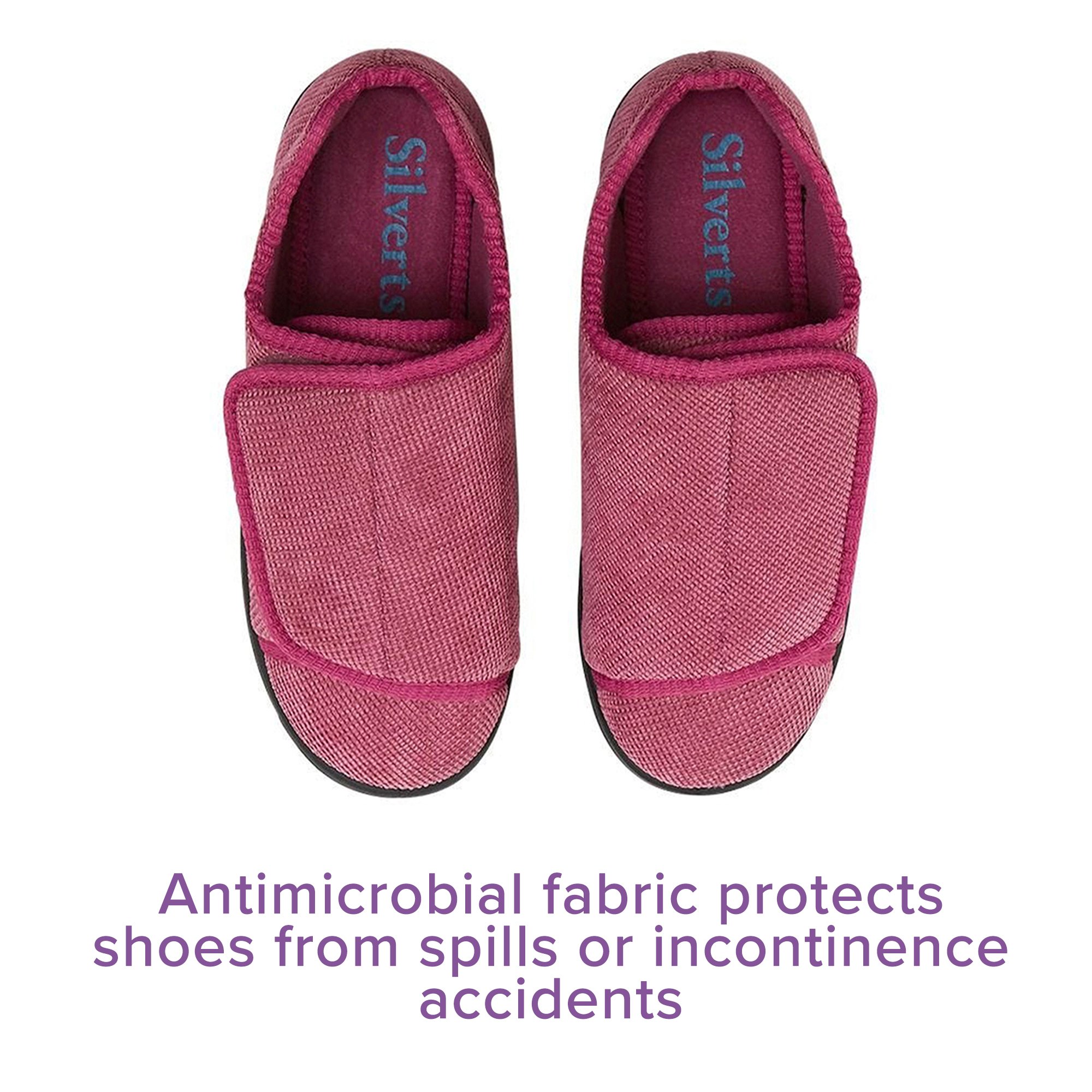 Silverts® Women's Double Extra Wide Easy Closure Slippers, Dusty Rose, Size 6 - Image 8