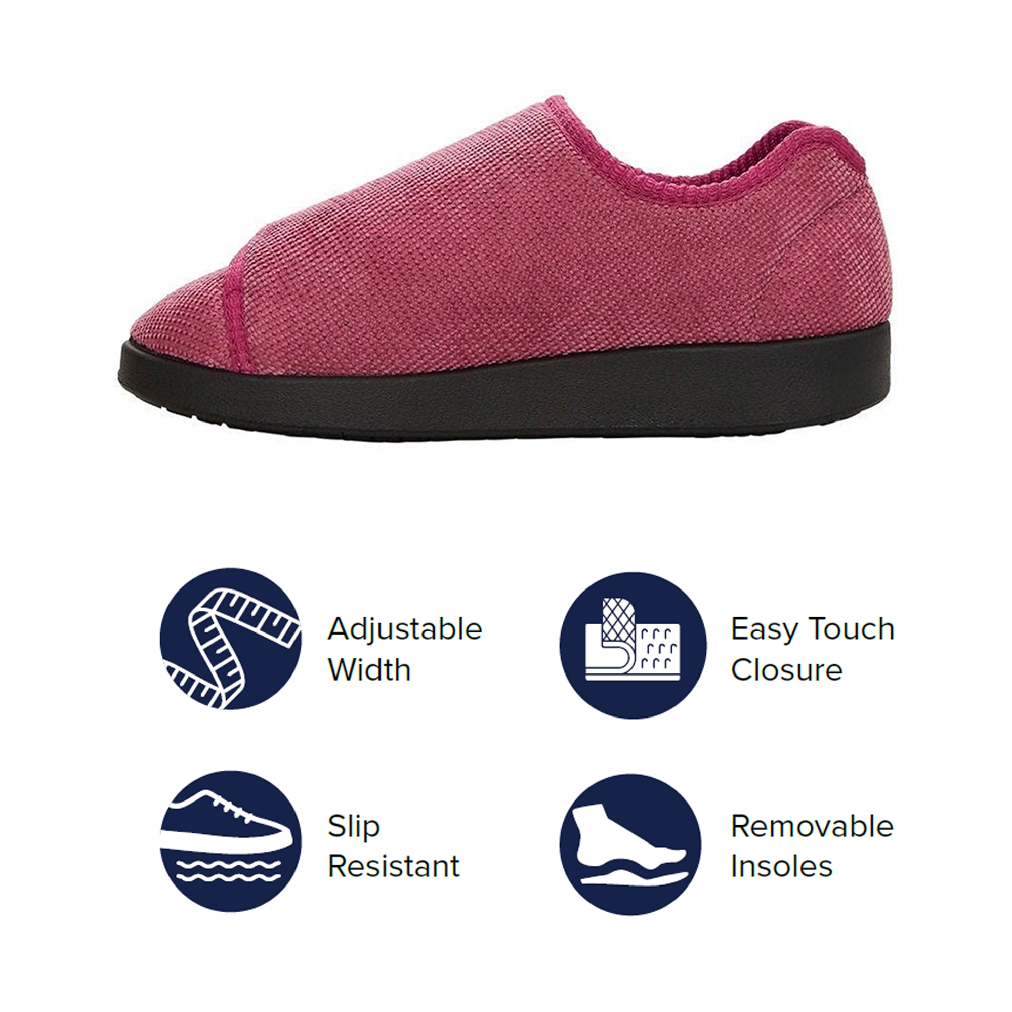 Silverts® Women's Double Extra Wide Easy Closure Slippers, Dusty Rose, Size 6 - Image 9